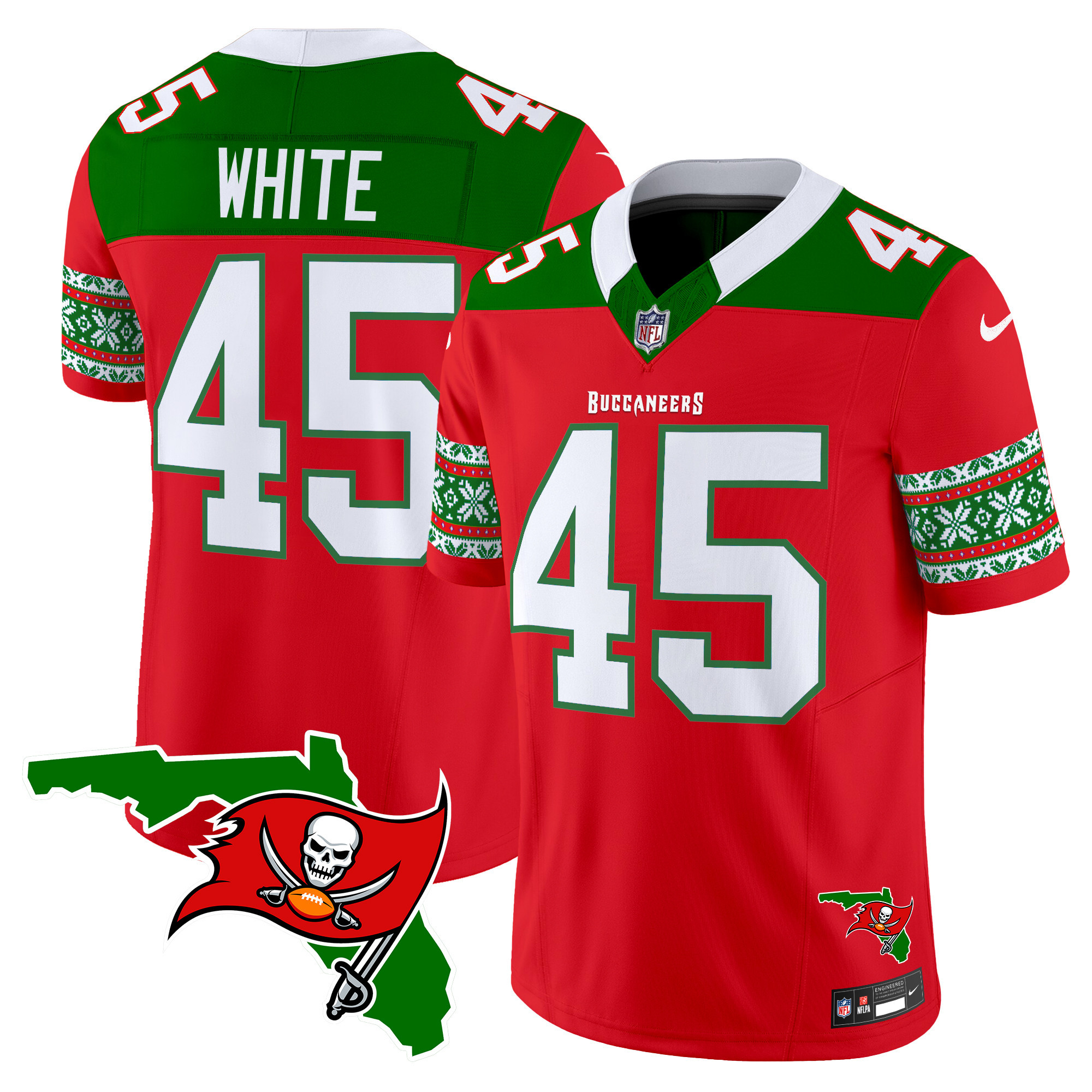 Men's Devin White Tampa Bay Buccaneers 2024 Christmas Vapor Limited Red Jersey - All Stitched