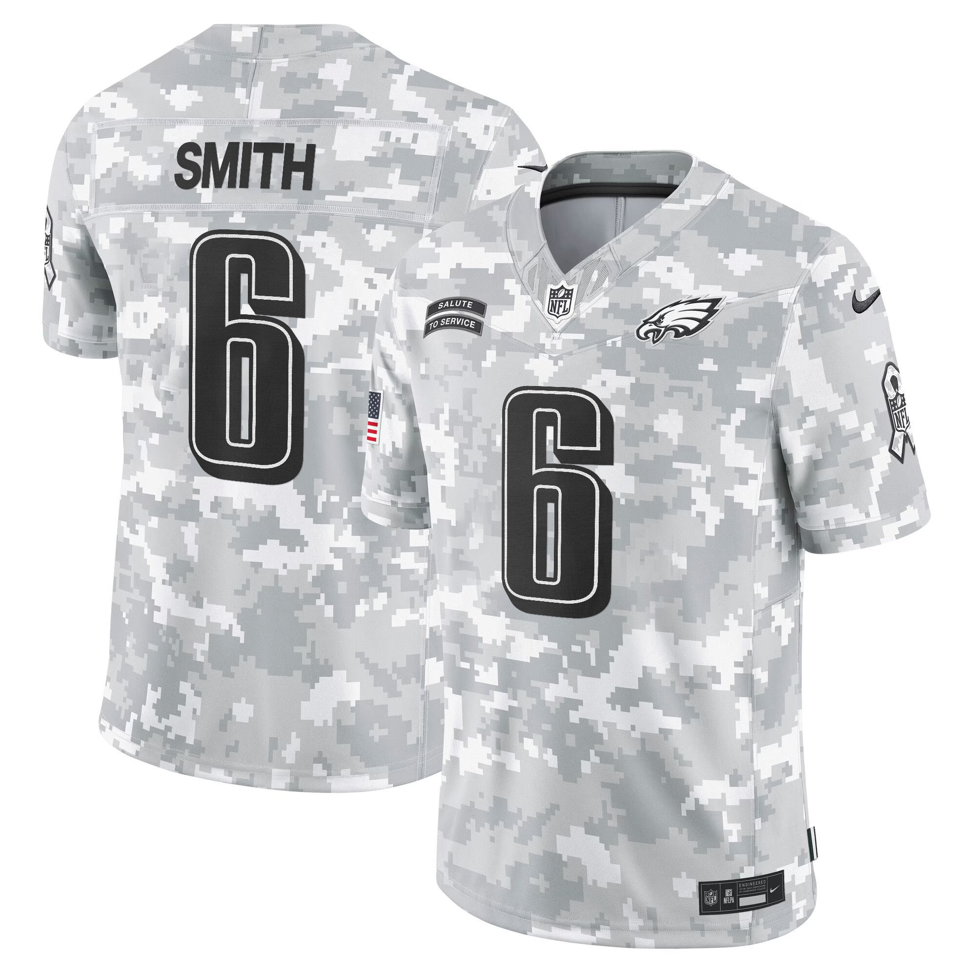 Men's DeVonta Smith Philadelphia Eagles 2024 Salute to Service Vapor Limited Arctic Camo Jersey - All Stitched