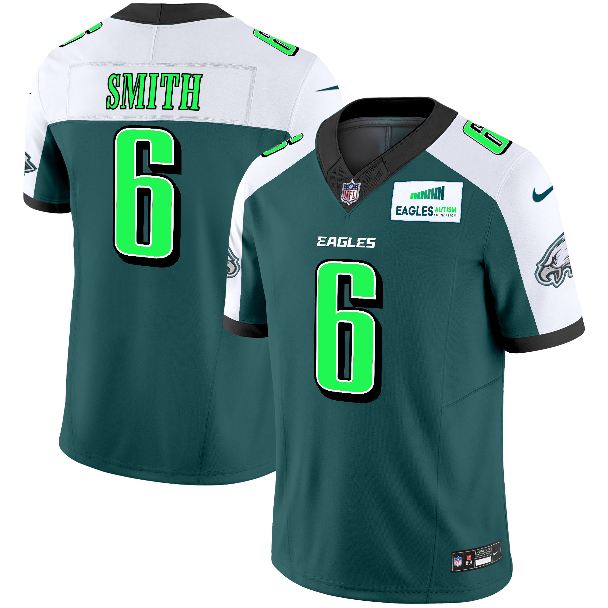 Men's DeVonta Smith Philadelphia Eagles Autism Foundation Patch Vapor Limited Alternate Jersey - All Stitched