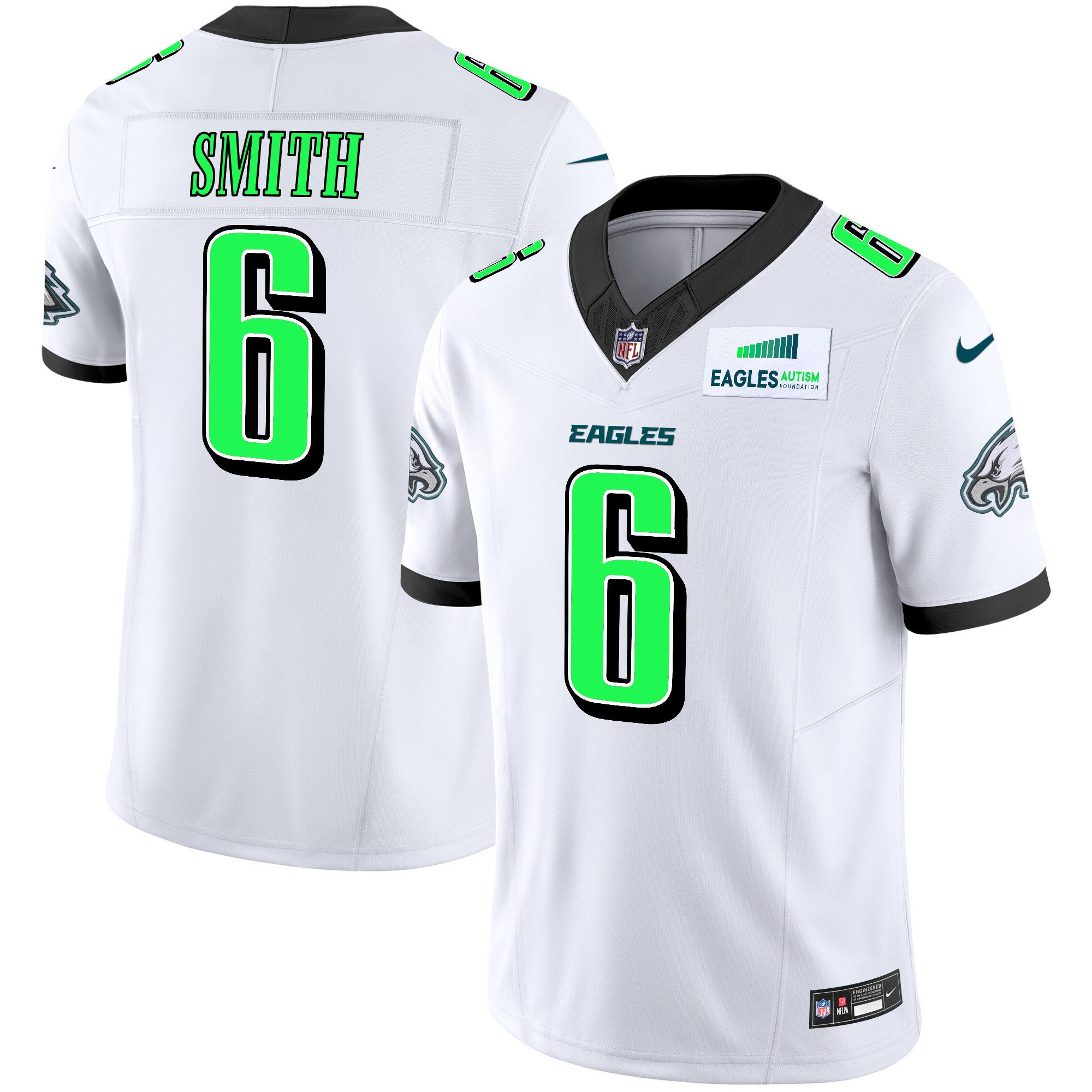 Men's DeVonta Smith Philadelphia Eagles Autism Foundation Patch Vapor Limited White Jersey - All Stitched