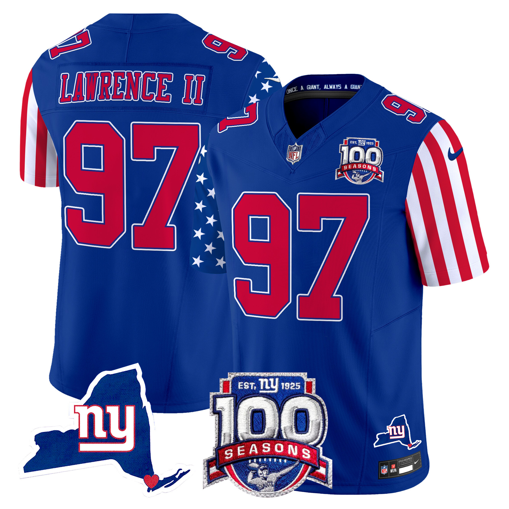 Men's Dexter Lawrence II New York Giants American Style Vapor Limited Royal Jersey - All Stitched