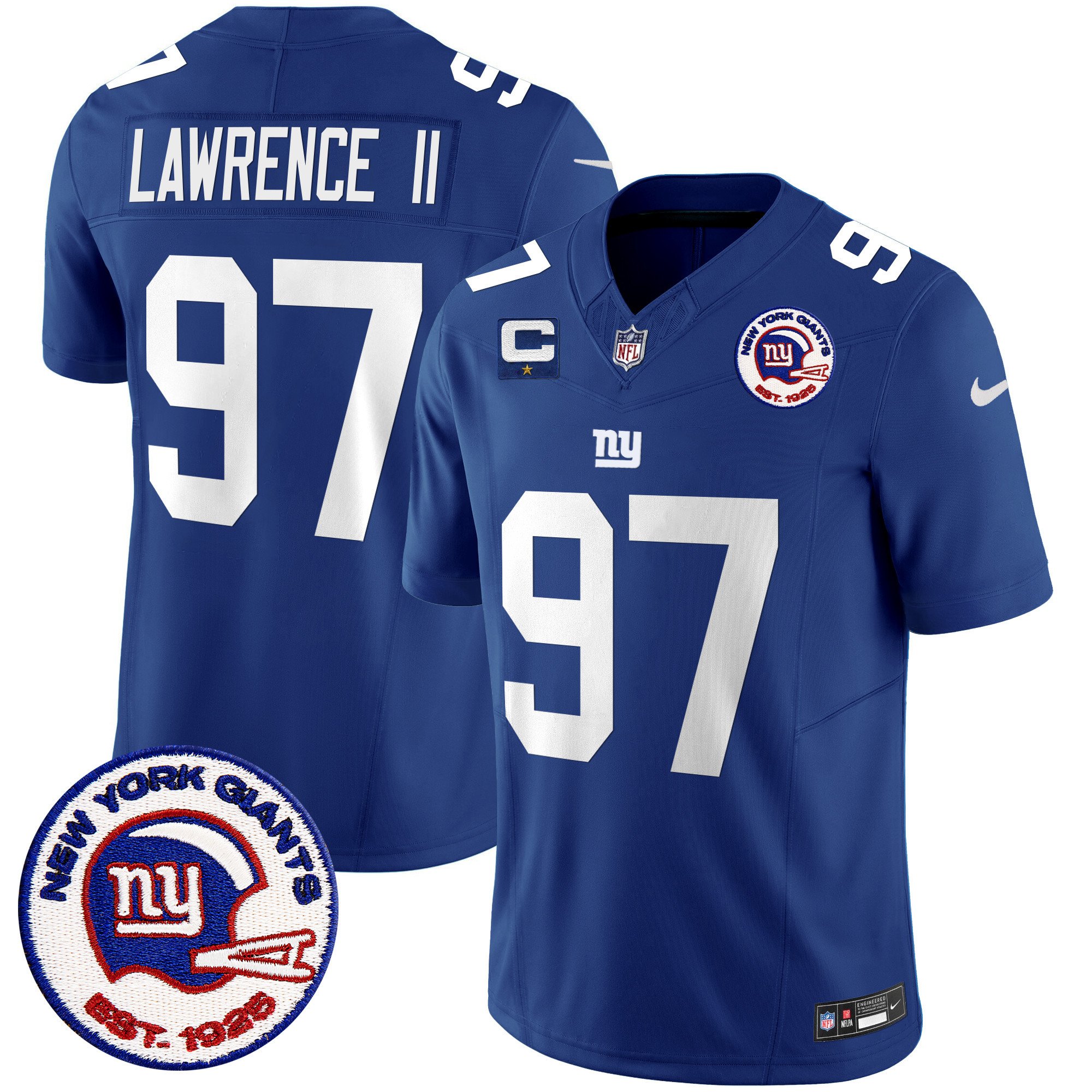 Men's Dexter Lawrence II San Francisco Giants Est 1925 Patch Vapor Limited Royal Jersey - All Stitched