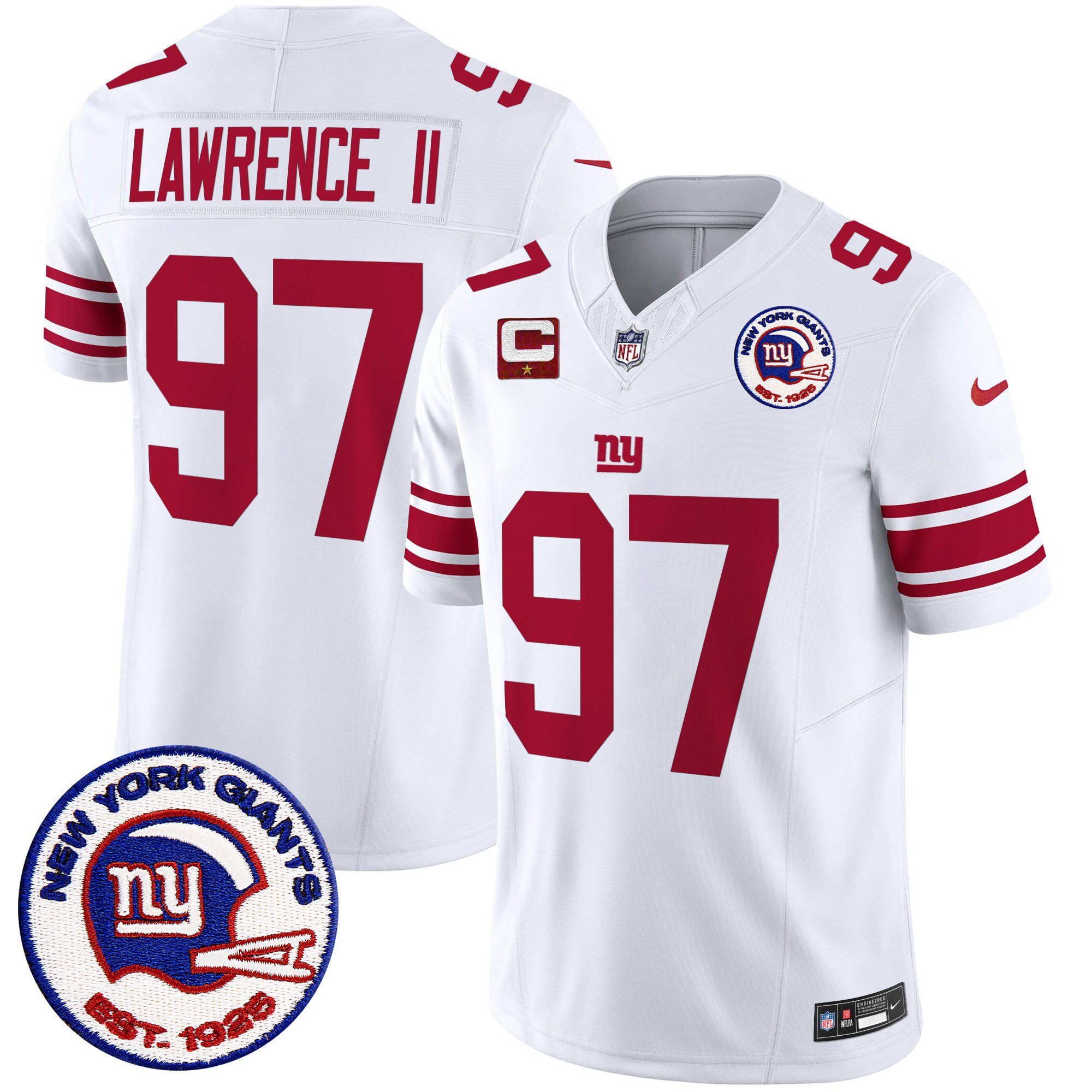 Men's Dexter Lawrence II San Francisco Giants Est 1925 Patch Vapor Limited White Jersey - All Stitched