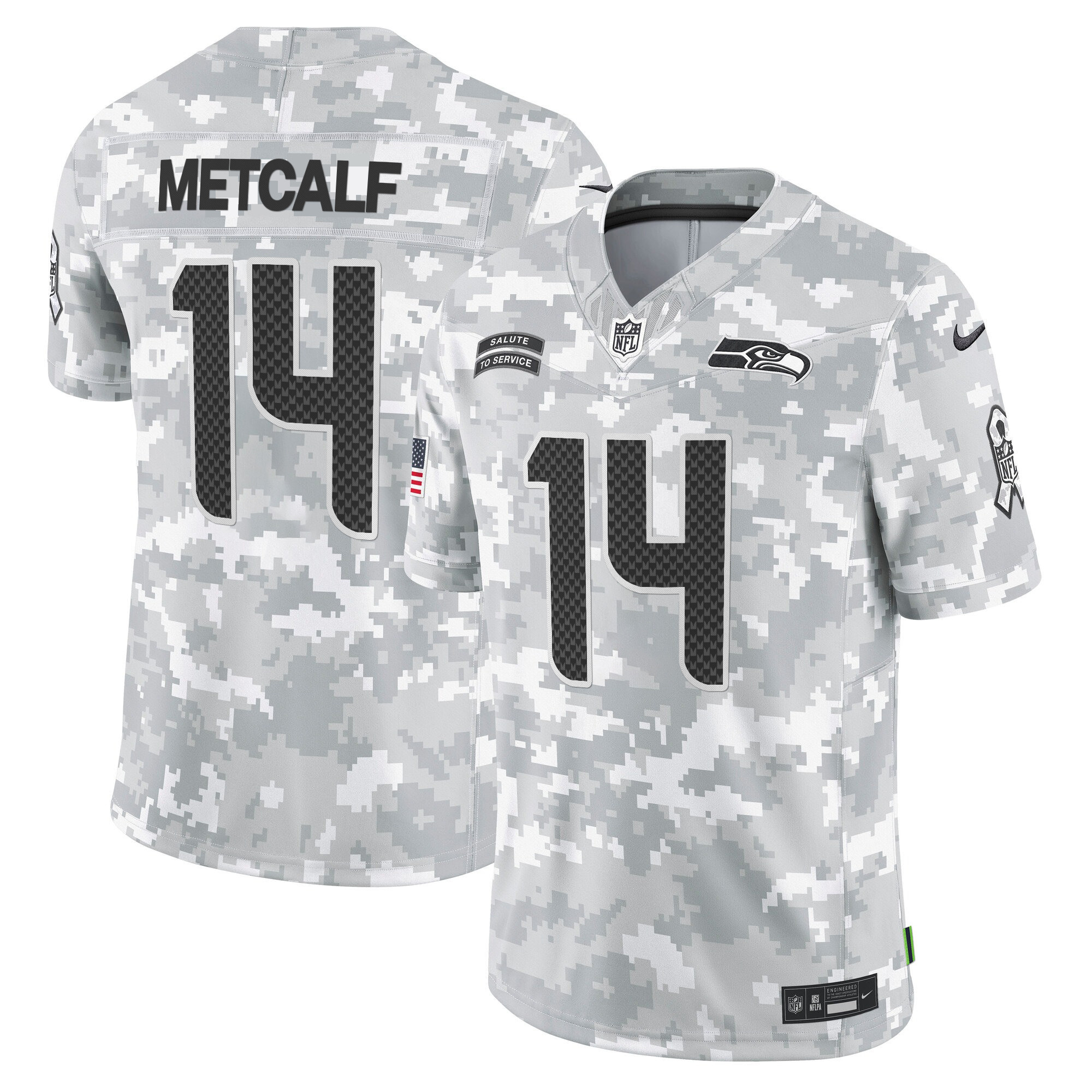 Men's DK Metcalf Seattle Seahawks 2024 Salute to Service Vapor Limited Jersey - Arctic Camo - All Stitched