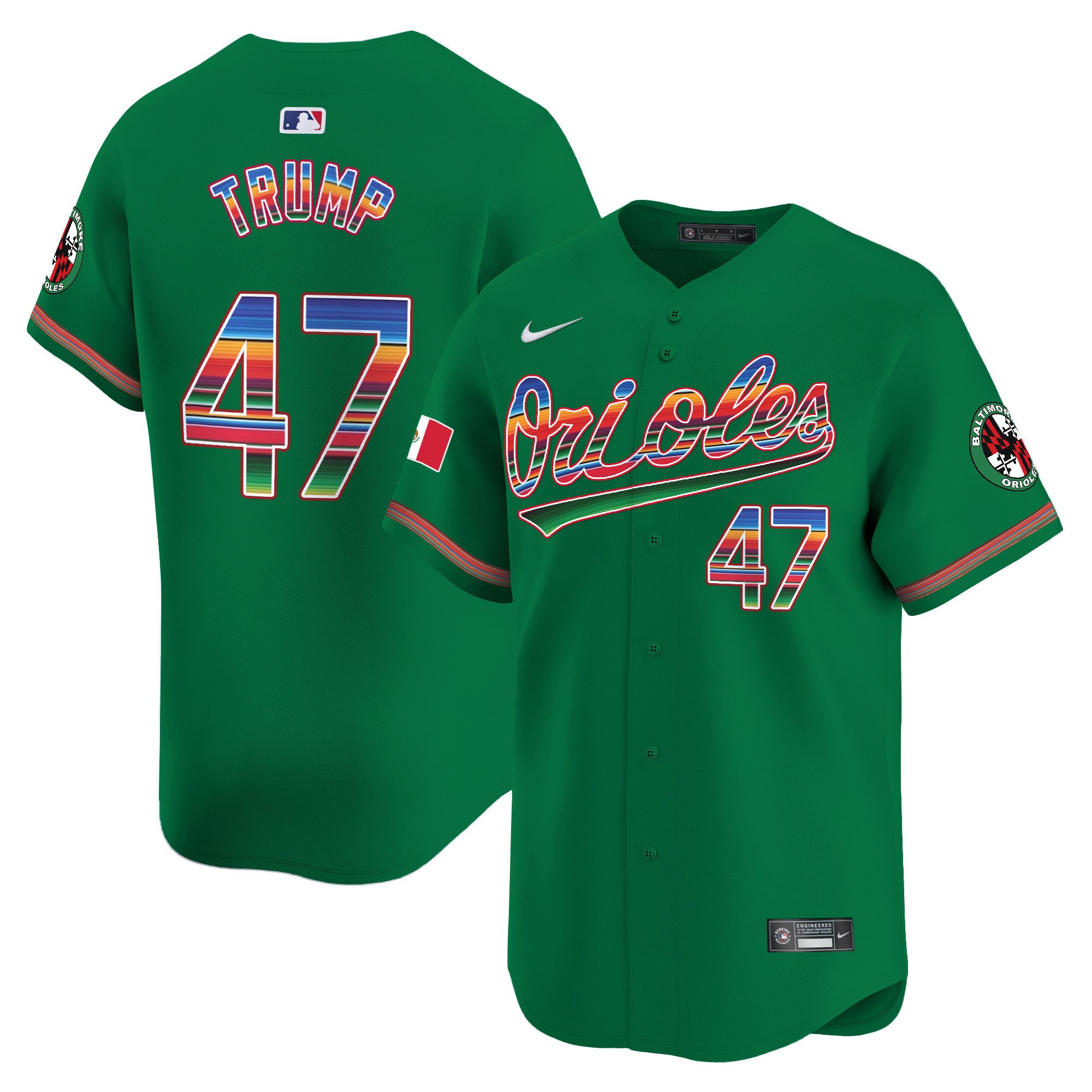 Men's Donald Trump Baltimore Orioles Mexico Vapor Premier Limited Green Jersey - All Stitched