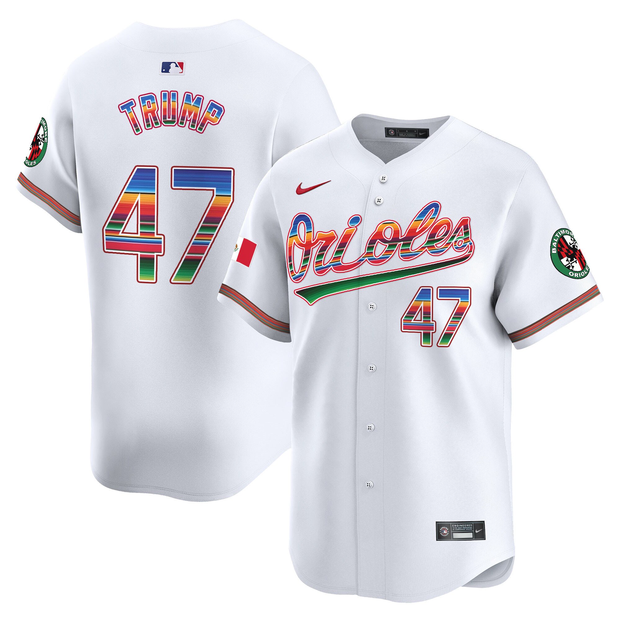 Men's Donald Trump Baltimore Orioles Mexico Vapor Premier Limited White Jersey - All Stitched