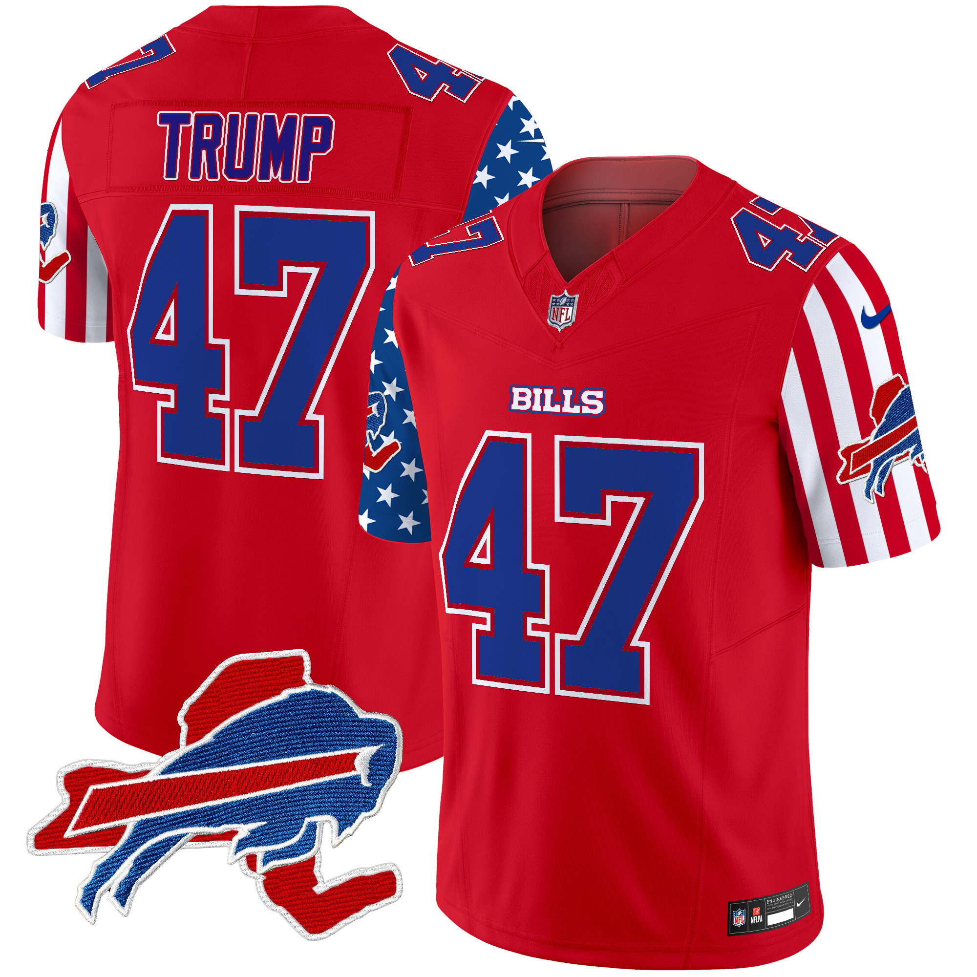 Men's Donald Trump Buffalo Bills American Style Vapor Limited Red Jersey - All Stitched