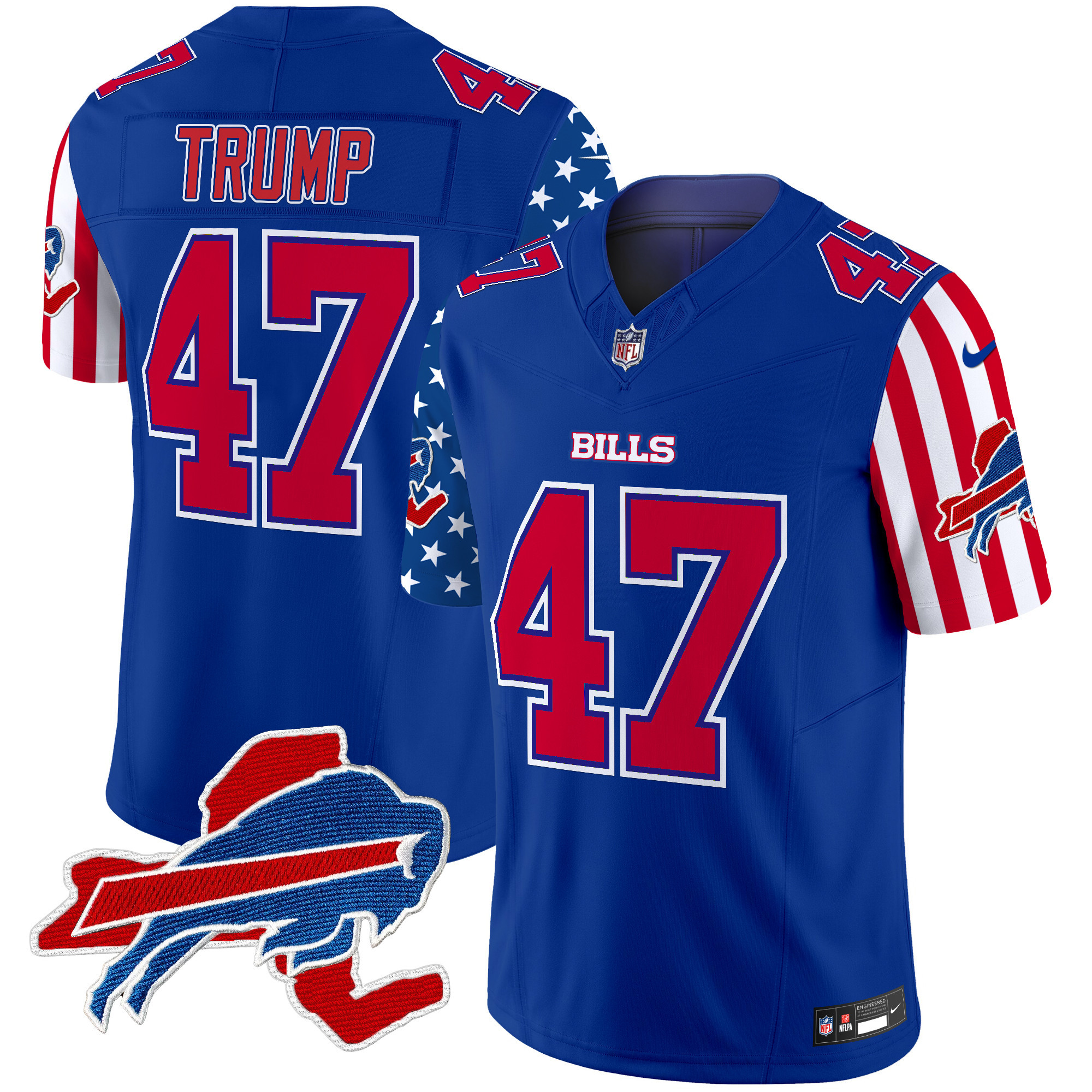 Men's Donald Trump Buffalo Bills American Style Vapor Limited Royal Jersey - All Stitched