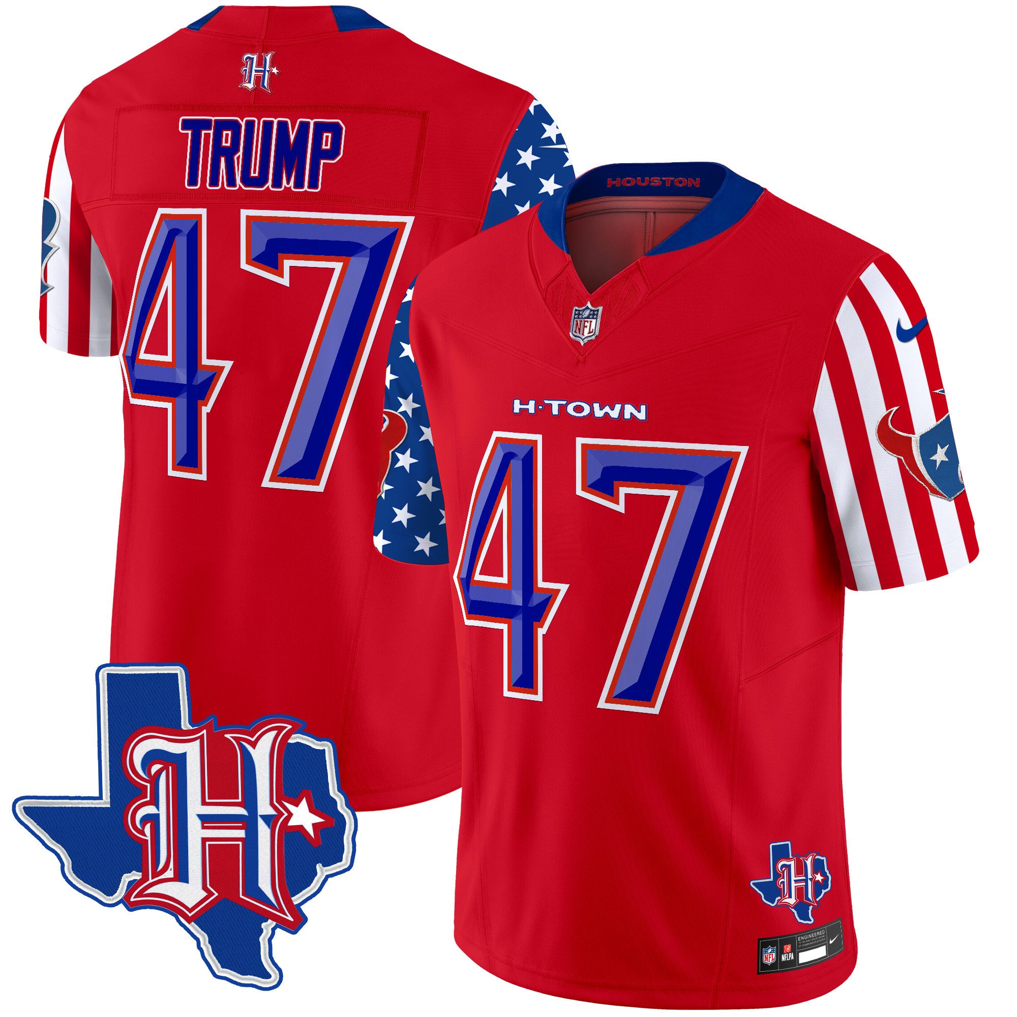 Men's Donald Trump Houston Texans American Style Vapor Limited Red Jersey - All Stitched