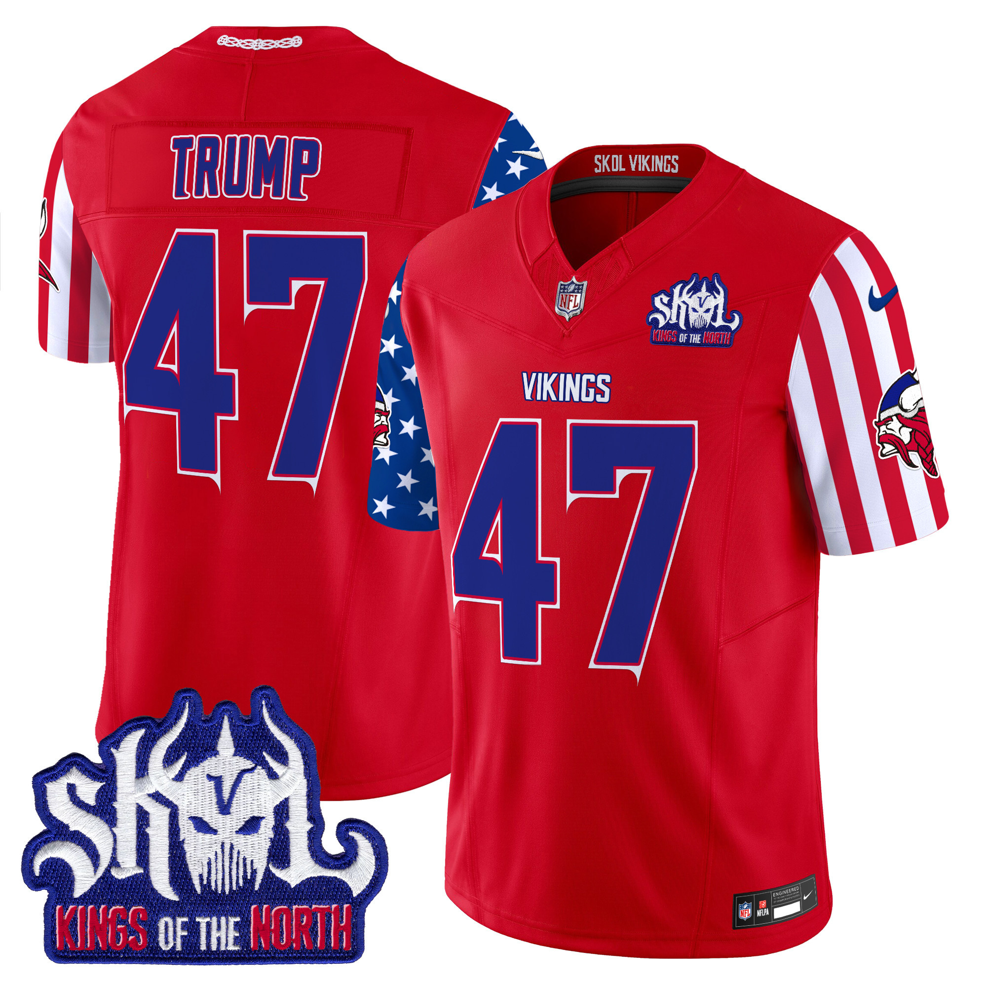Men's Donald Trump Minnesota Vikings American Style Vapor Limited Red Jersey - All Stitched