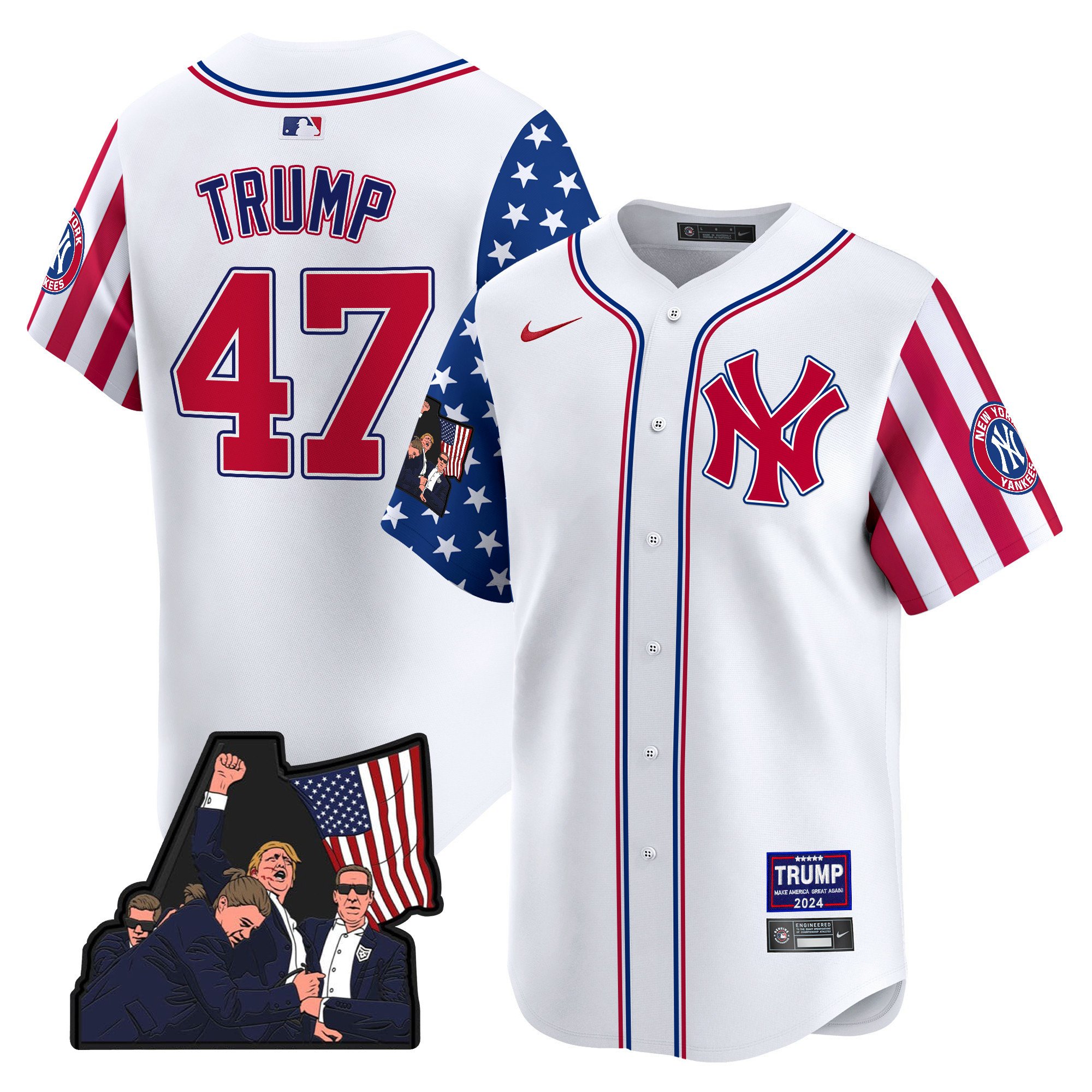 Men's Donald Trump New York Yankees Make American Great Again Vapor Premier Limited White Jersey - All Stitched