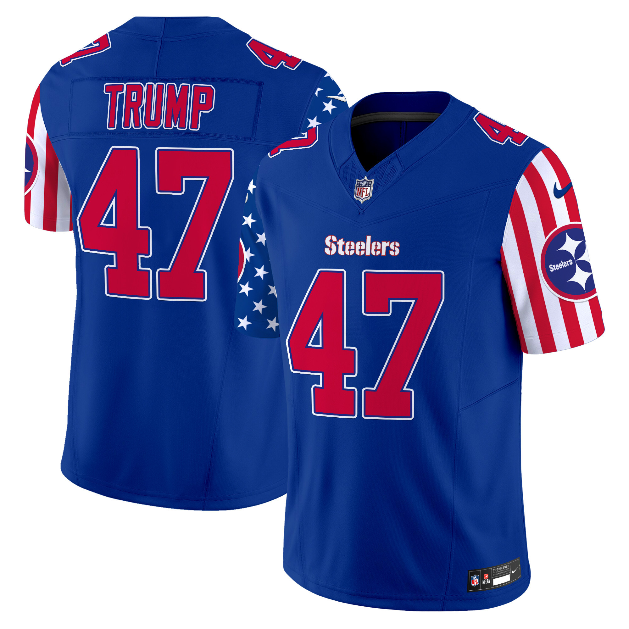 Men's Donald Trump Pittsburgh Steelers American Style Vapor Limited Royal Jersey - All Stitched