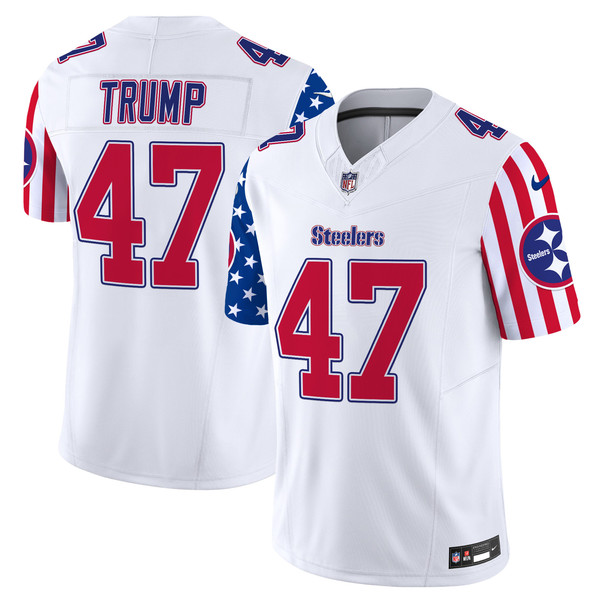 Men's Donald Trump Pittsburgh Steelers American Style Vapor Limited White Jersey - All Stitched