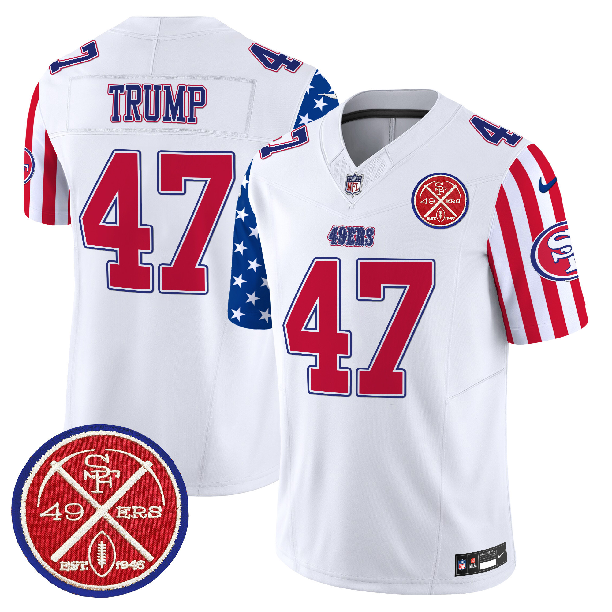 Men's Donald Trump San Francisco 49ers American Style Vapor Limited White Jersey - All Stitched