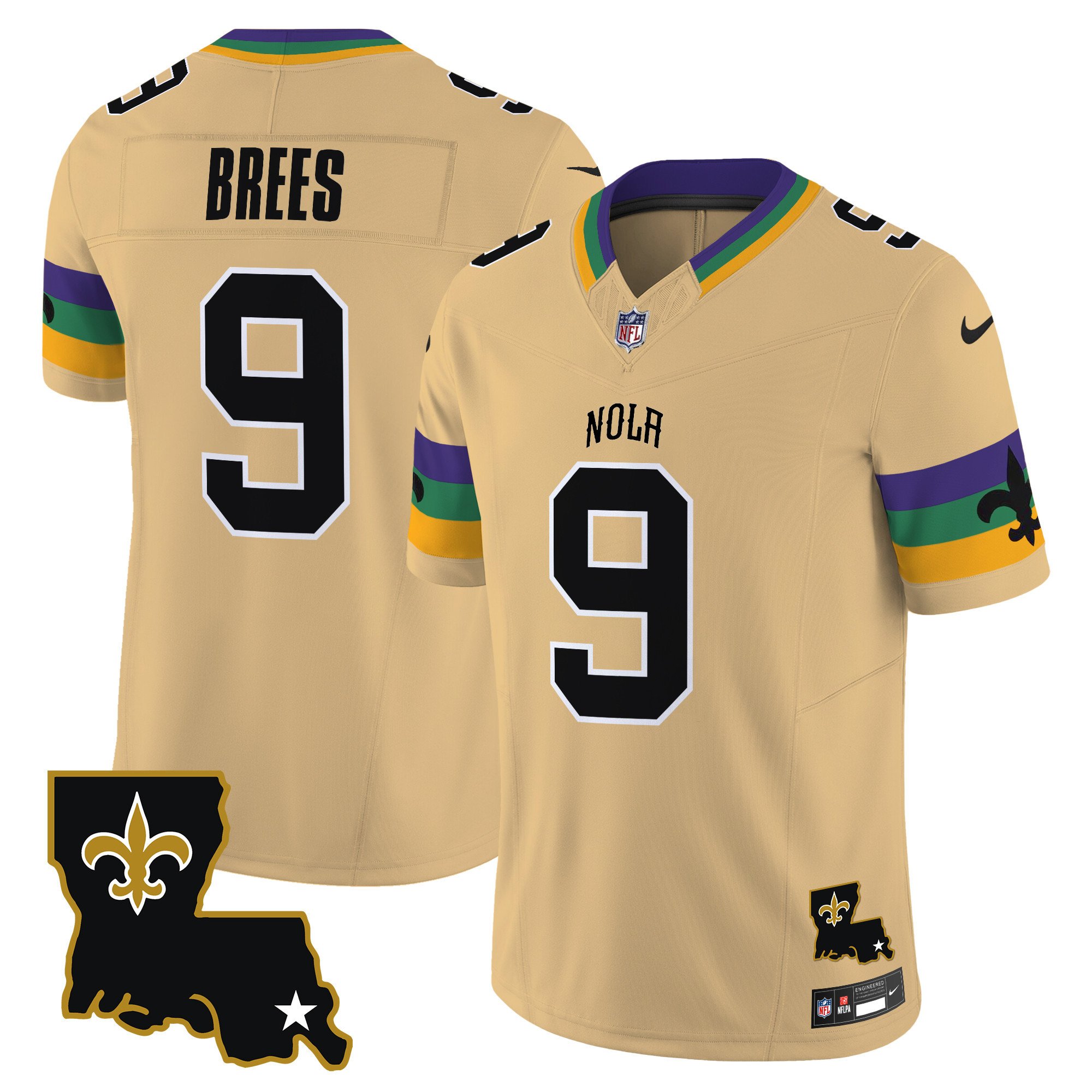 Men's Drew Brees New Orleans Saints 2024 New Orleans City Vapor Limited Gold Jersey - All Stitched