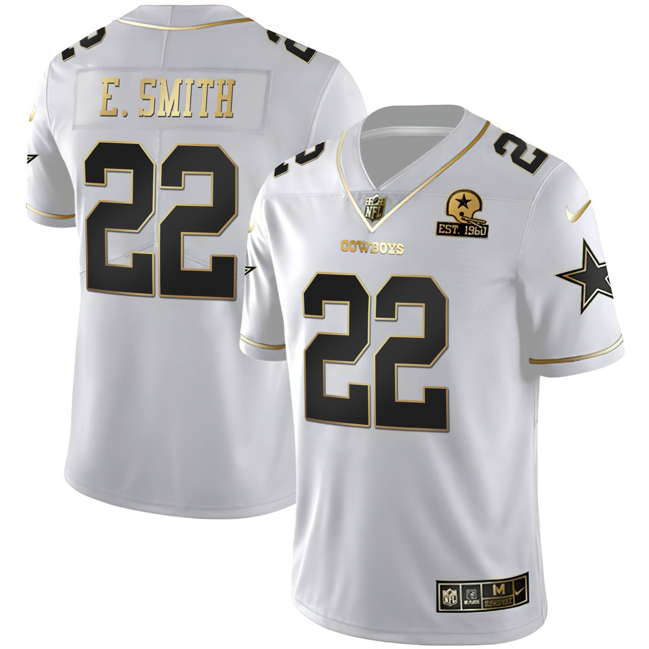 Men's Emmitt Smith Dallas Cowboys White Gold Jersey Collection - All Stitched