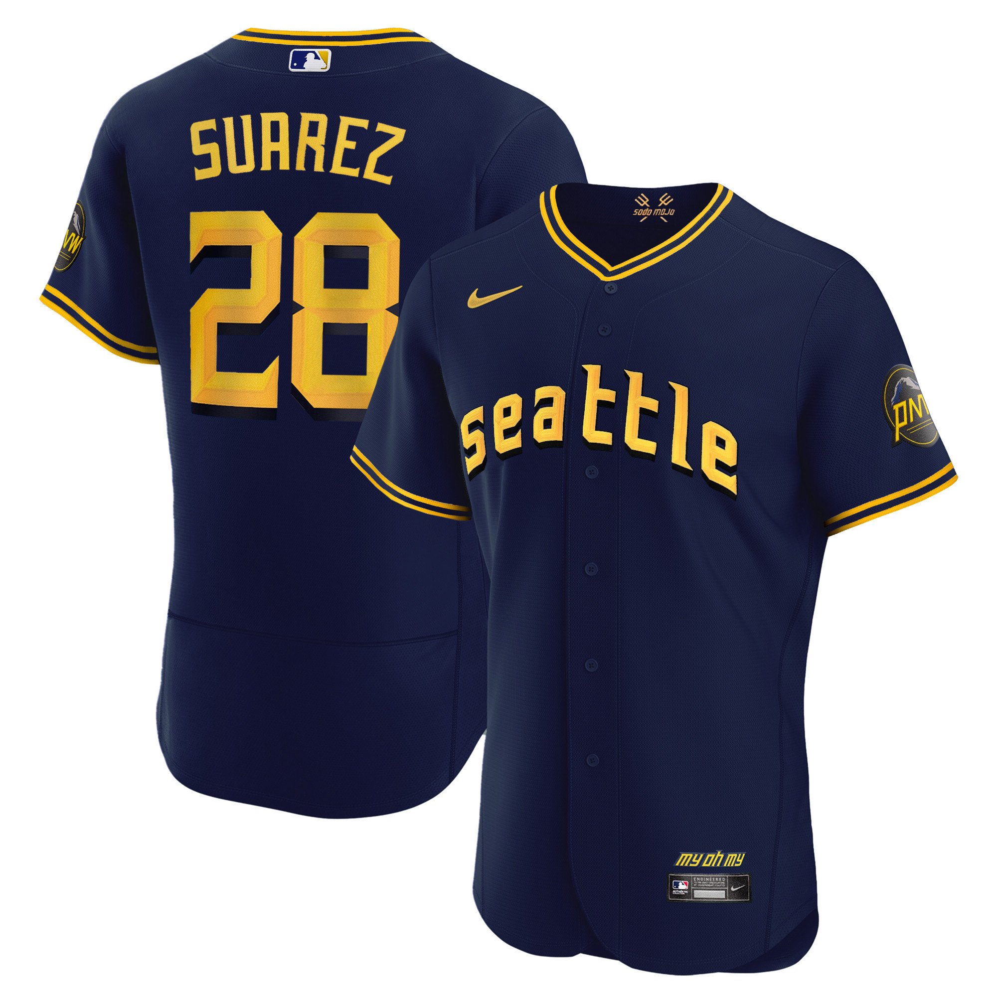Men's Eugenio Suarez Seattle Mariners 2023 City Connect Collection Flex Navy Jersey - All Stitched