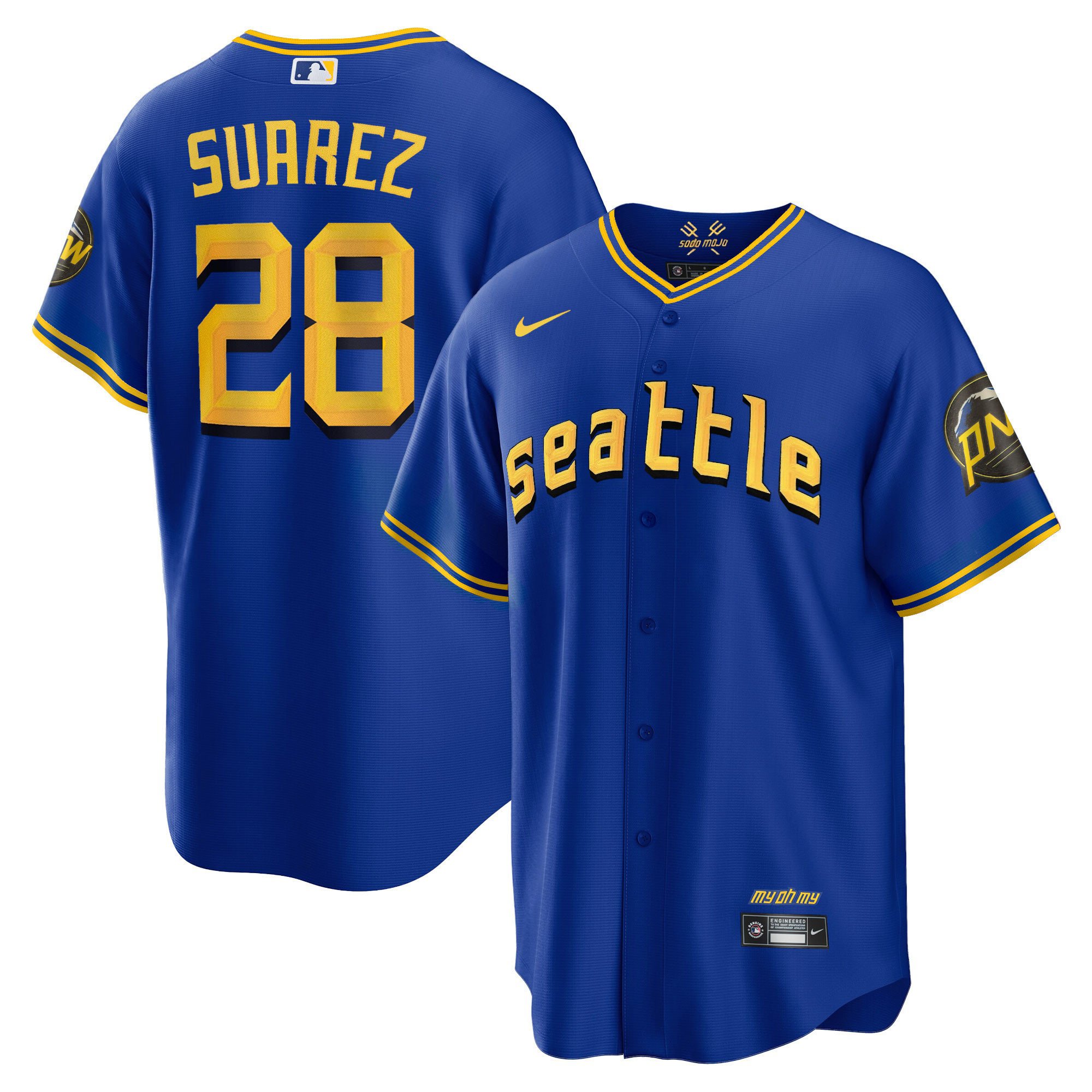 Men's Eugenio Suarez Seattle Mariners 2023 City Connect Gold Cool Royal Jersey - All Stitched