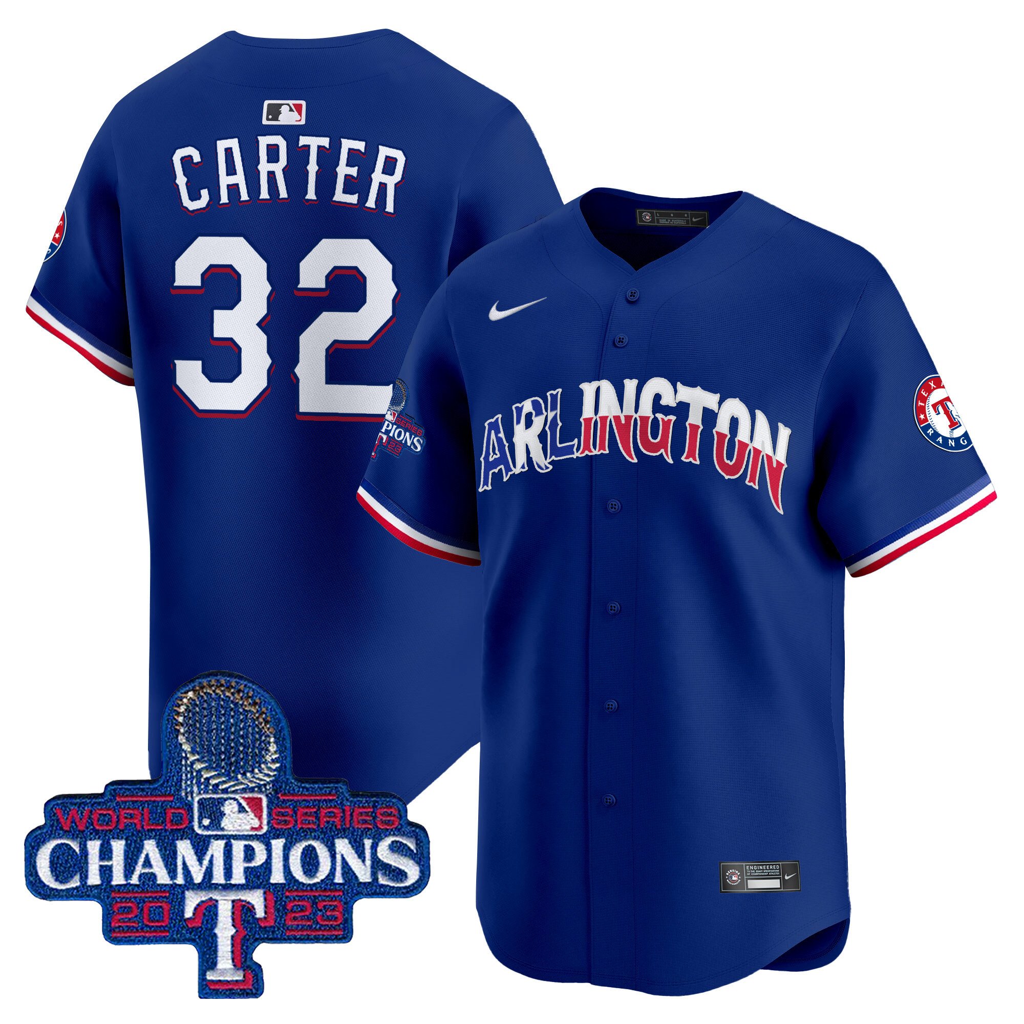 Men's Evan Carter Texas Rangers Arlington Champions Vapor Premier Limited Royal Jersey - All Stitched