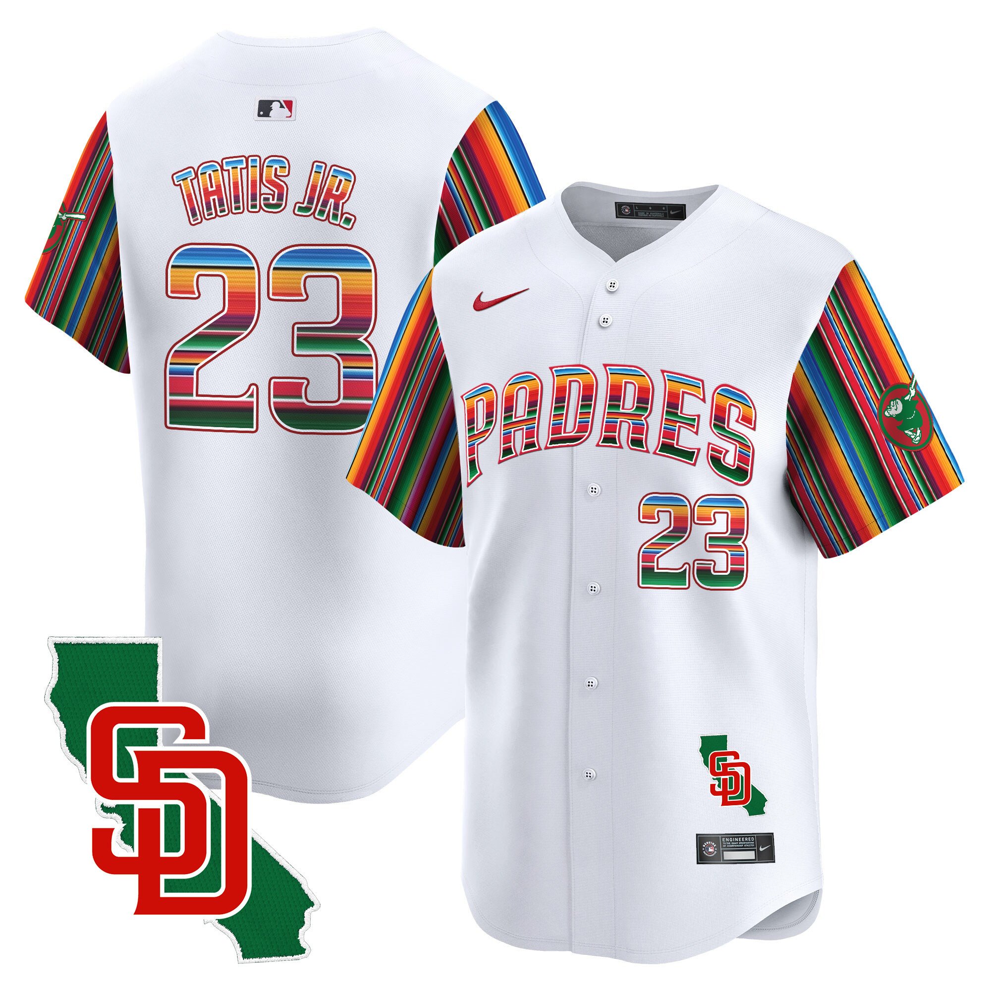 Men's Fernando Tatis Jr. San Diego Padres Mexico California Patch Vapor Premier Limited White Jersey V6 Ã± All Stitched