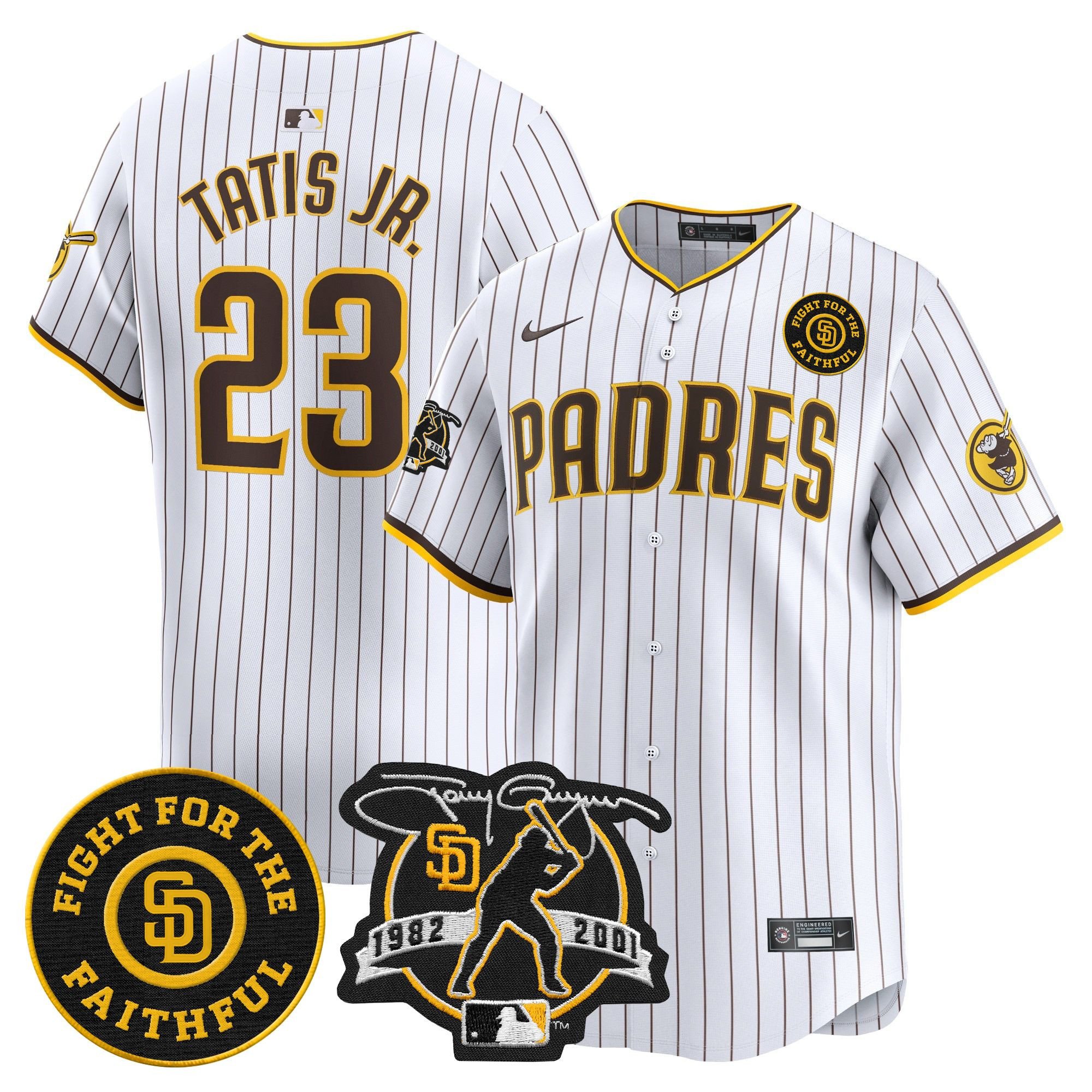 Men's Fernando Tatis Jr. San Diego Padres Tony Gwynn & Faithful Patch Vapor Premier Limited White Jersey Ã± All Stitched