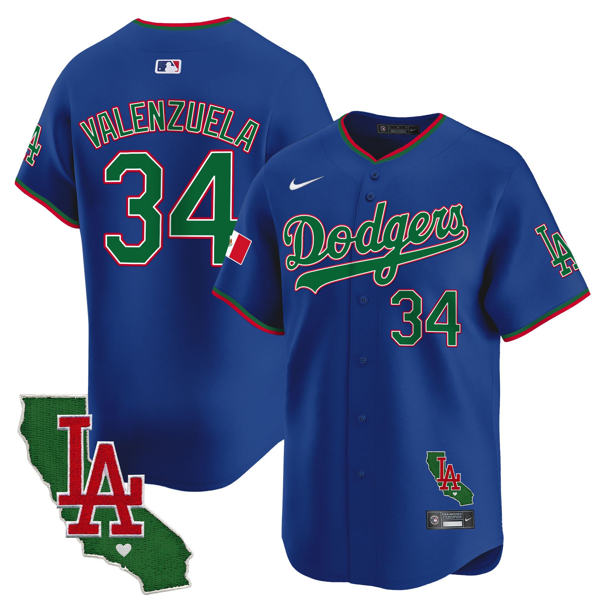 Men's Fernando Valenzuela Los Angeles Dodgers Mexico California Patch Vapor Premier Limited Royal Jersey V4 - All Stitched
