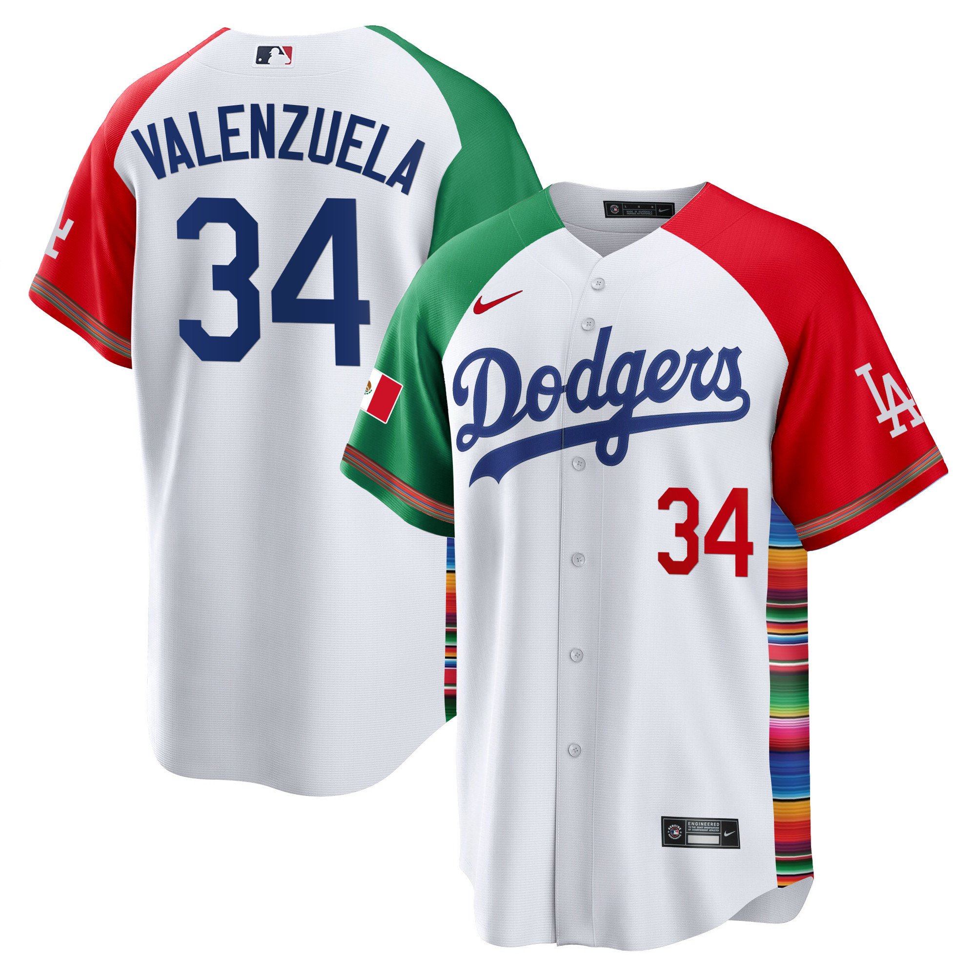 Men's Fernando Valenzuela Los Angeles Dodgers Mexico Cool Base Limited Alternate Jersey V2 - All Stitched