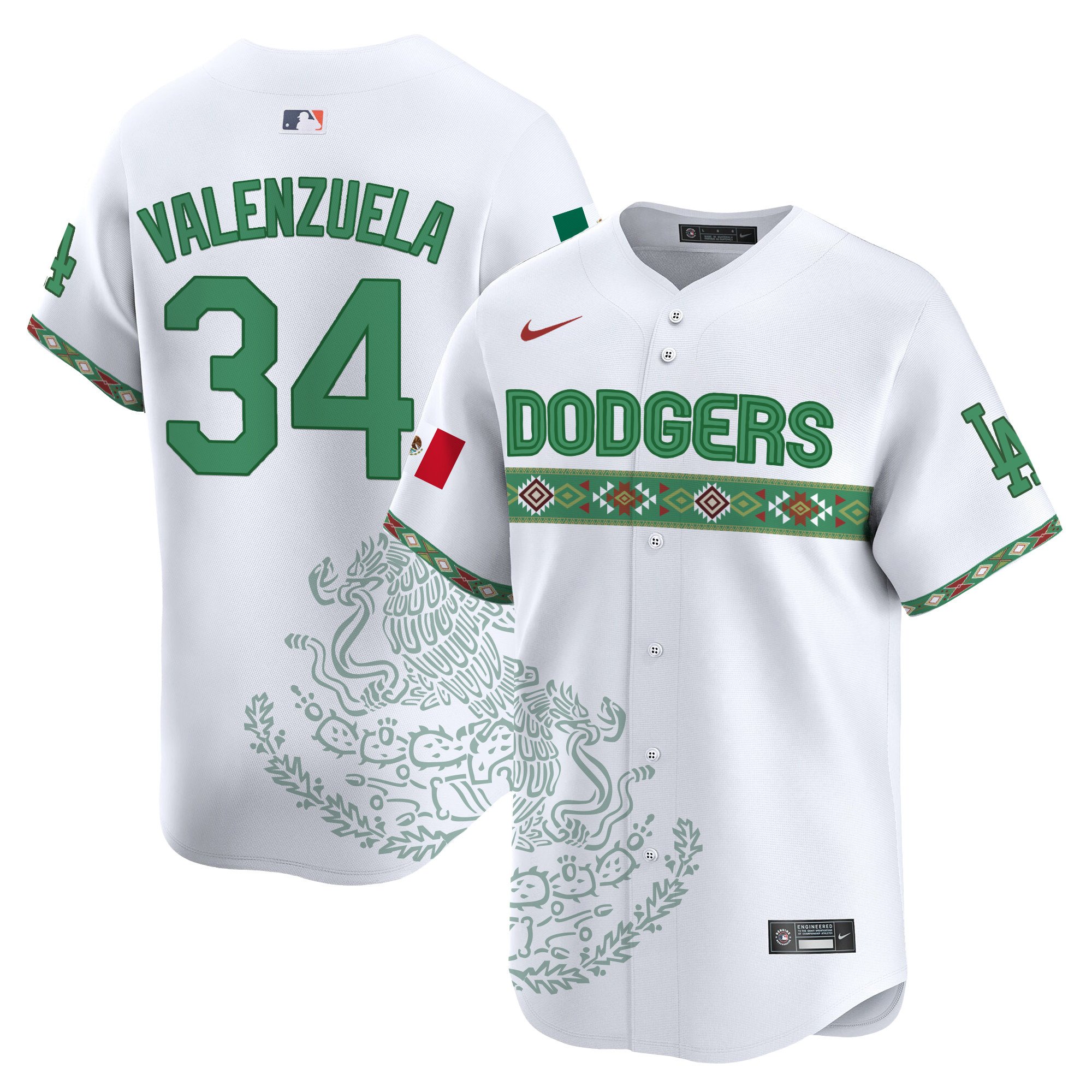 Men's Fernando Valenzuela Los Angeles Dodgers Mexico Vapor Premier Limited White Jersey V3 - Printed