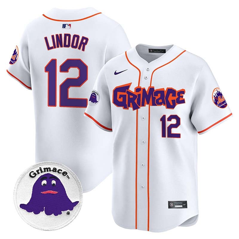 Men's Francisco Lindor New York Mets Grimace Vapor Premier Limited White Jersey V2 - All Stitched