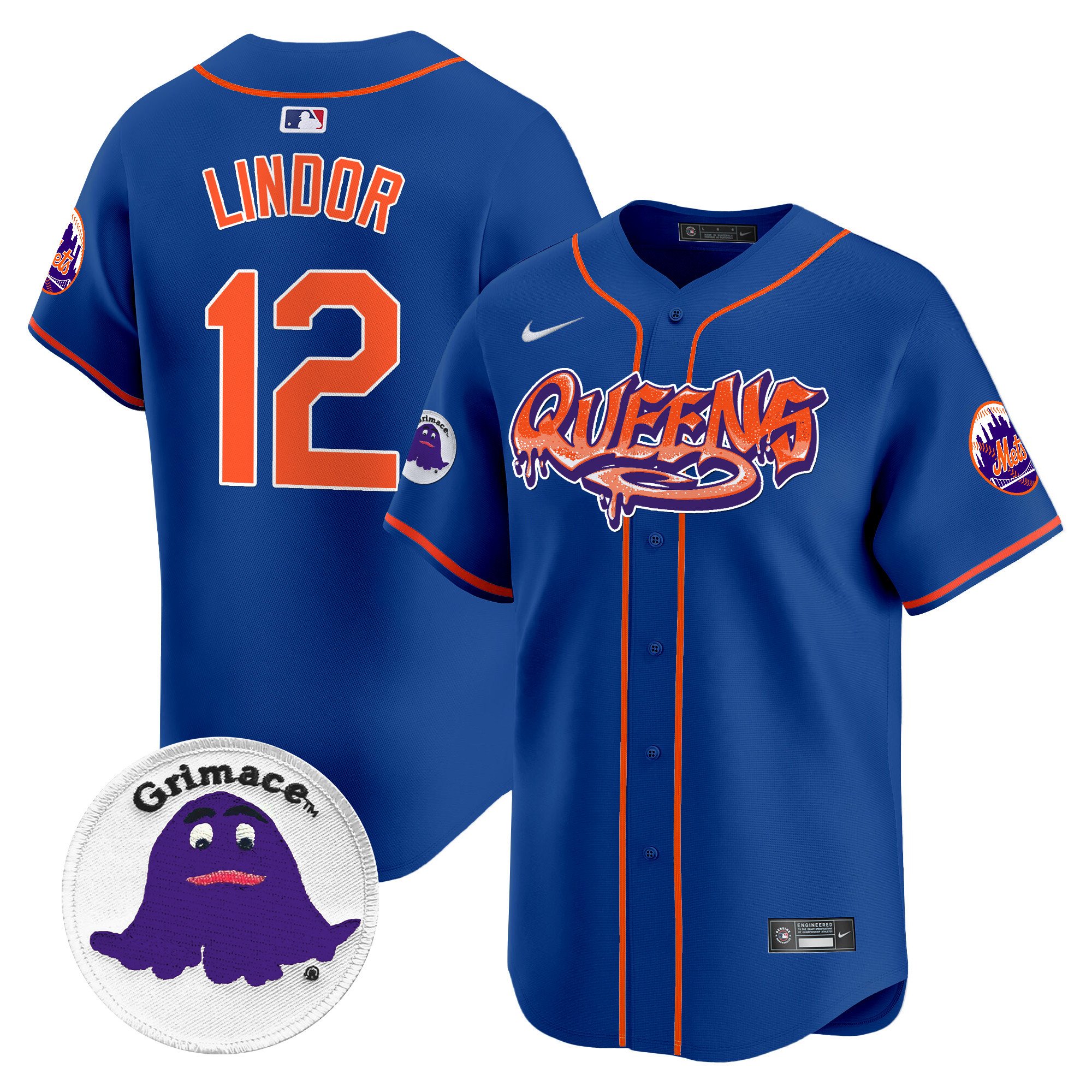 Men's Francisco Lindor New York Mets Queens Graffiti Vapor Premier Limited Royal Jersey - All Stitched