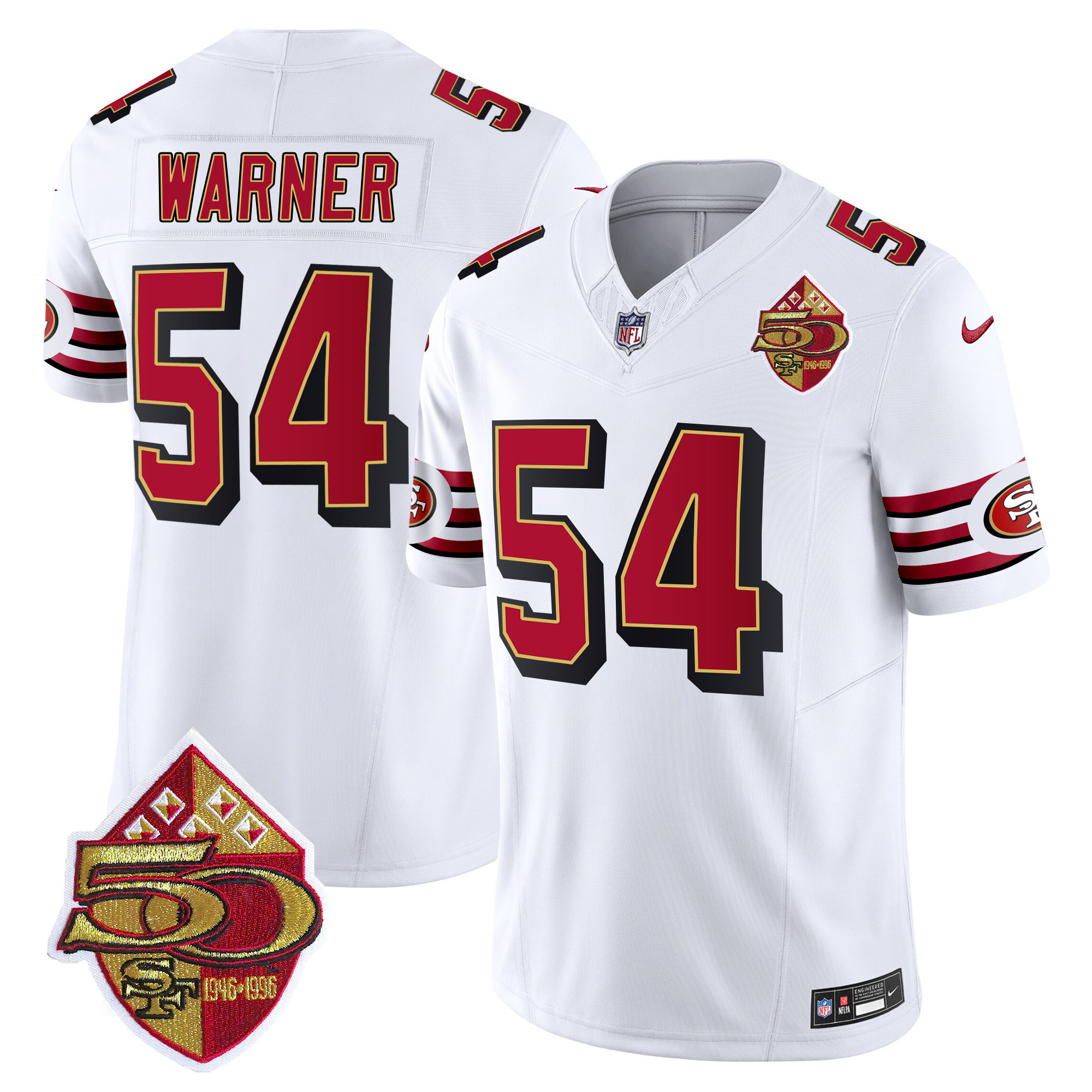 Men's Fred Warner San Francisco 49ers 1996 Throwback Vapor Limited White Jersey - All Stitched