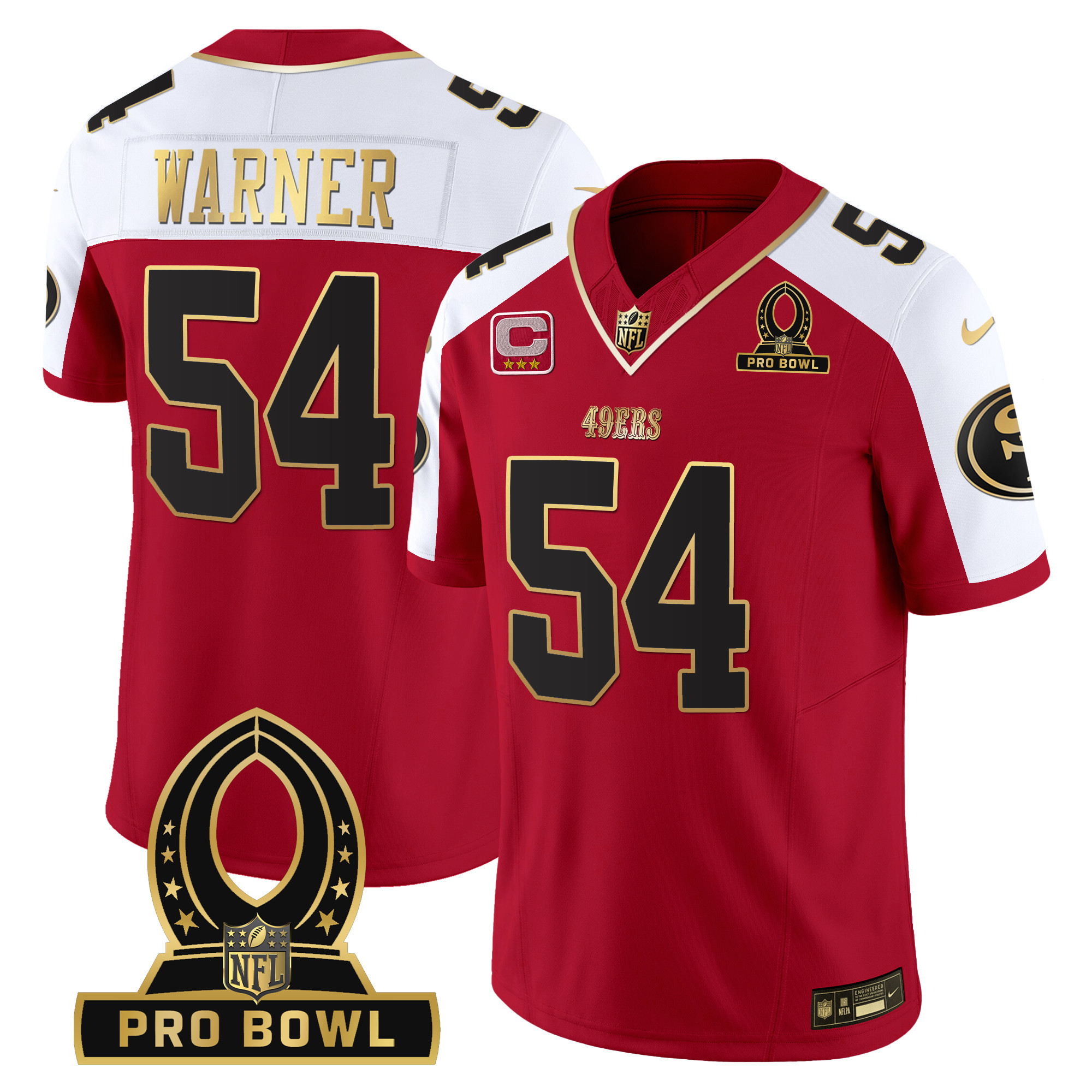 Men's Fred Warner San Francisco 49ers 2024 Pro Bowl Patch Vapor Alternate Jersey - All Stitched