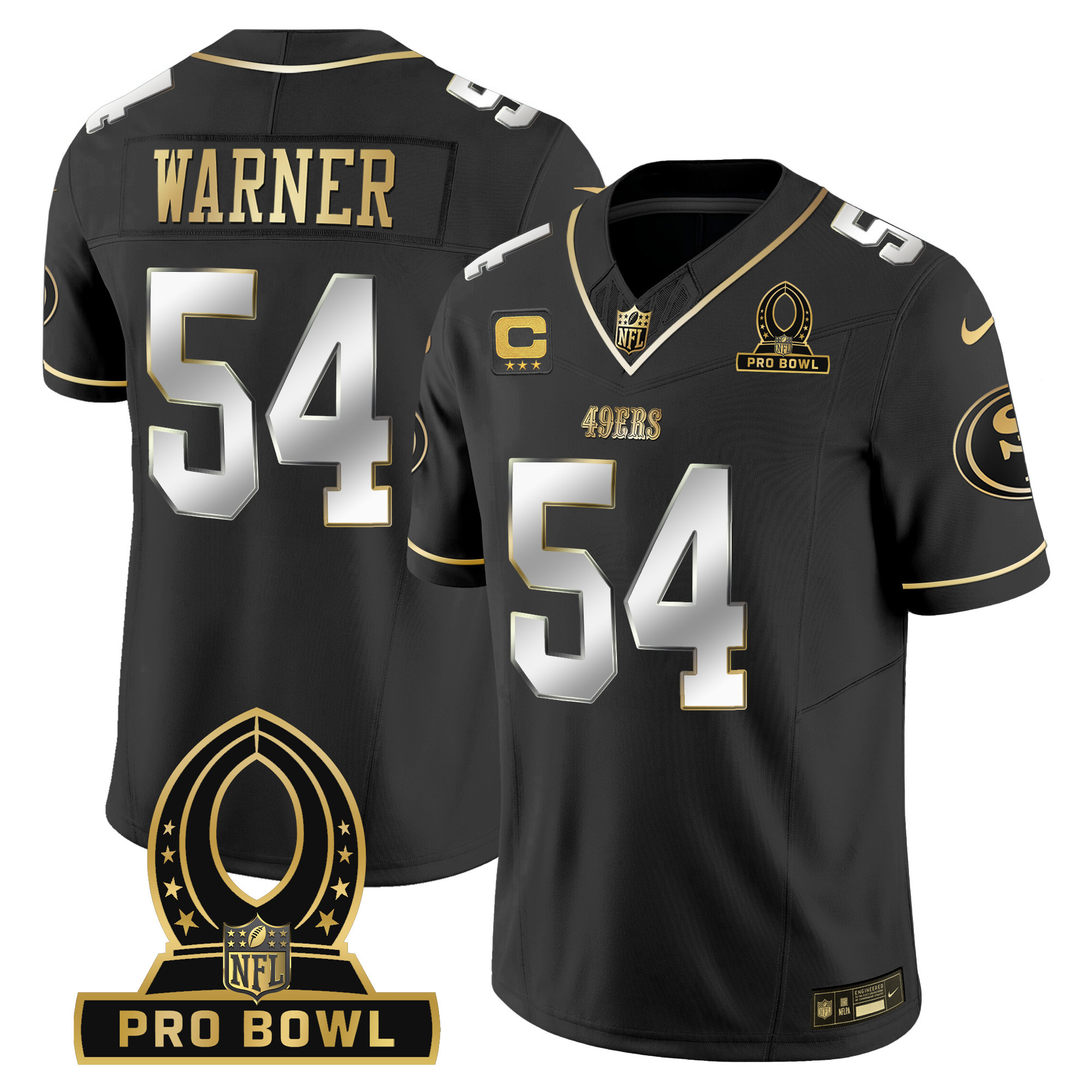 Men's Fred Warner San Francisco 49ers 2024 Pro Bowl Patch Vapor Black Limited Jersey - All Stitched