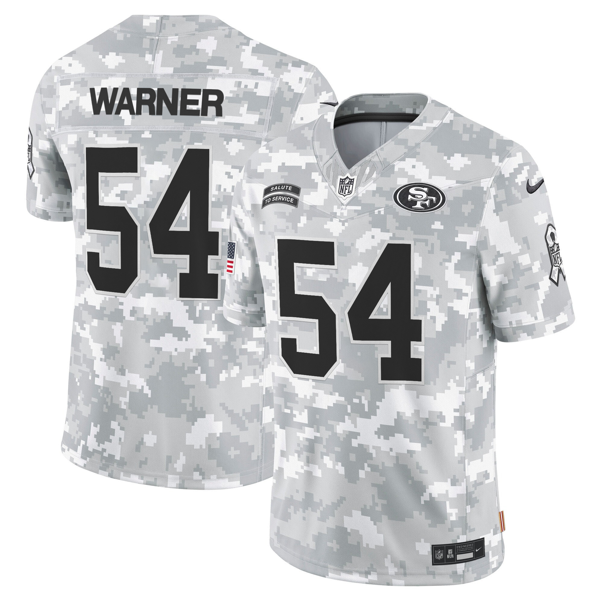 Men's Fred Warner San Francisco 49ers 2024 Salute to Service Vapor Limited Arctic Camo Jersey - All stitched