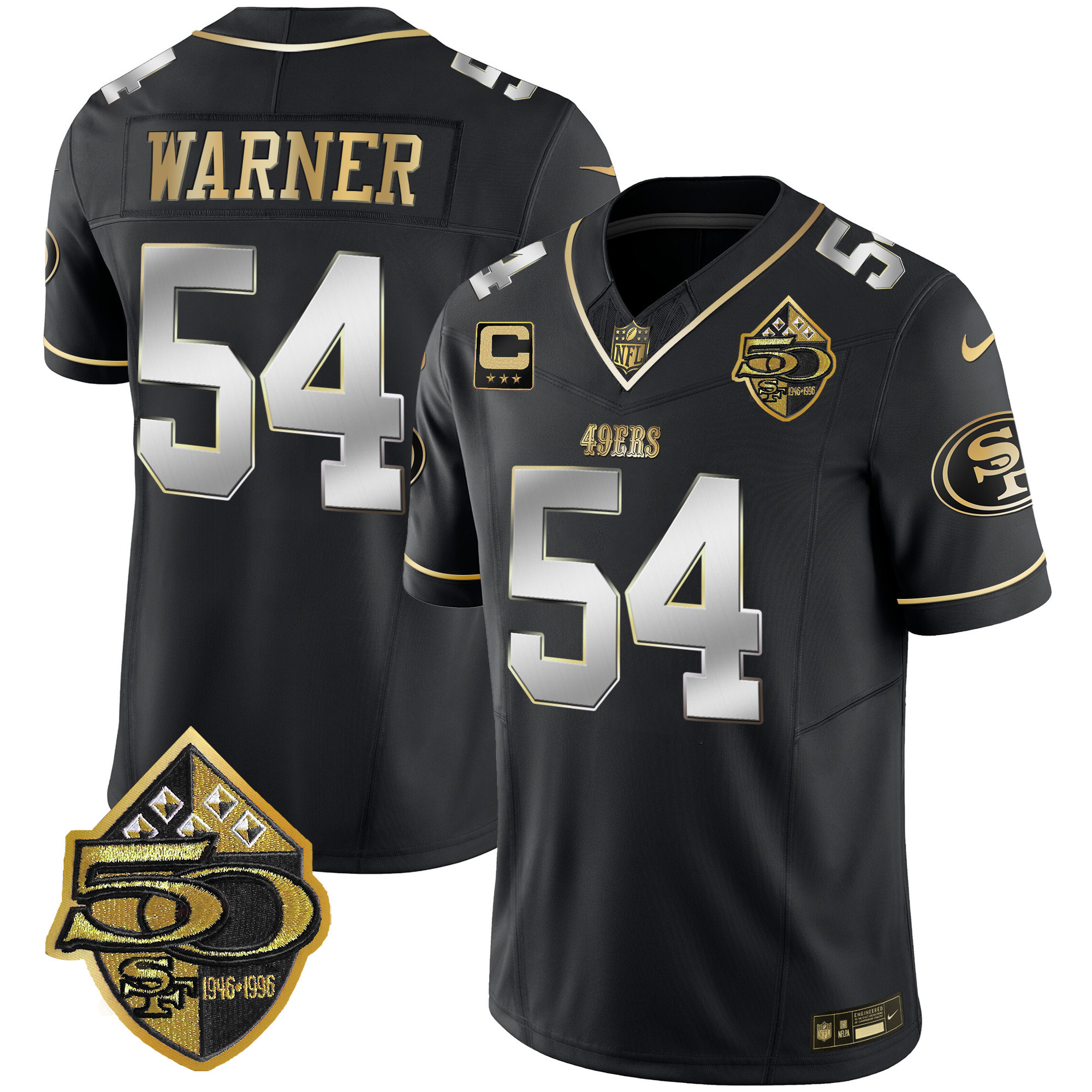 Men's Fred Warner San Francisco 49ers 50th Anniversary Patch Vapor Limited Black Limited Jersey - All Stitched