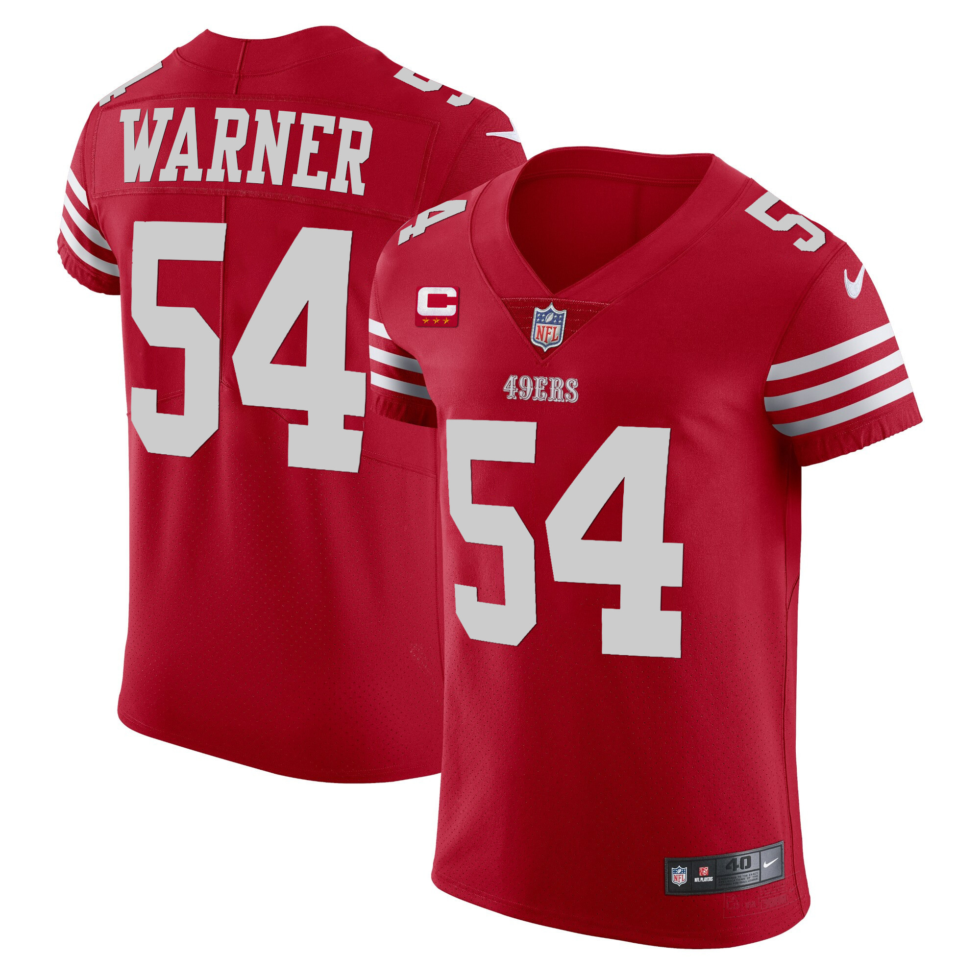 Men's Fred Warner San Francisco 49ers Vapor Elite Scarlet Jersey - All Stitched