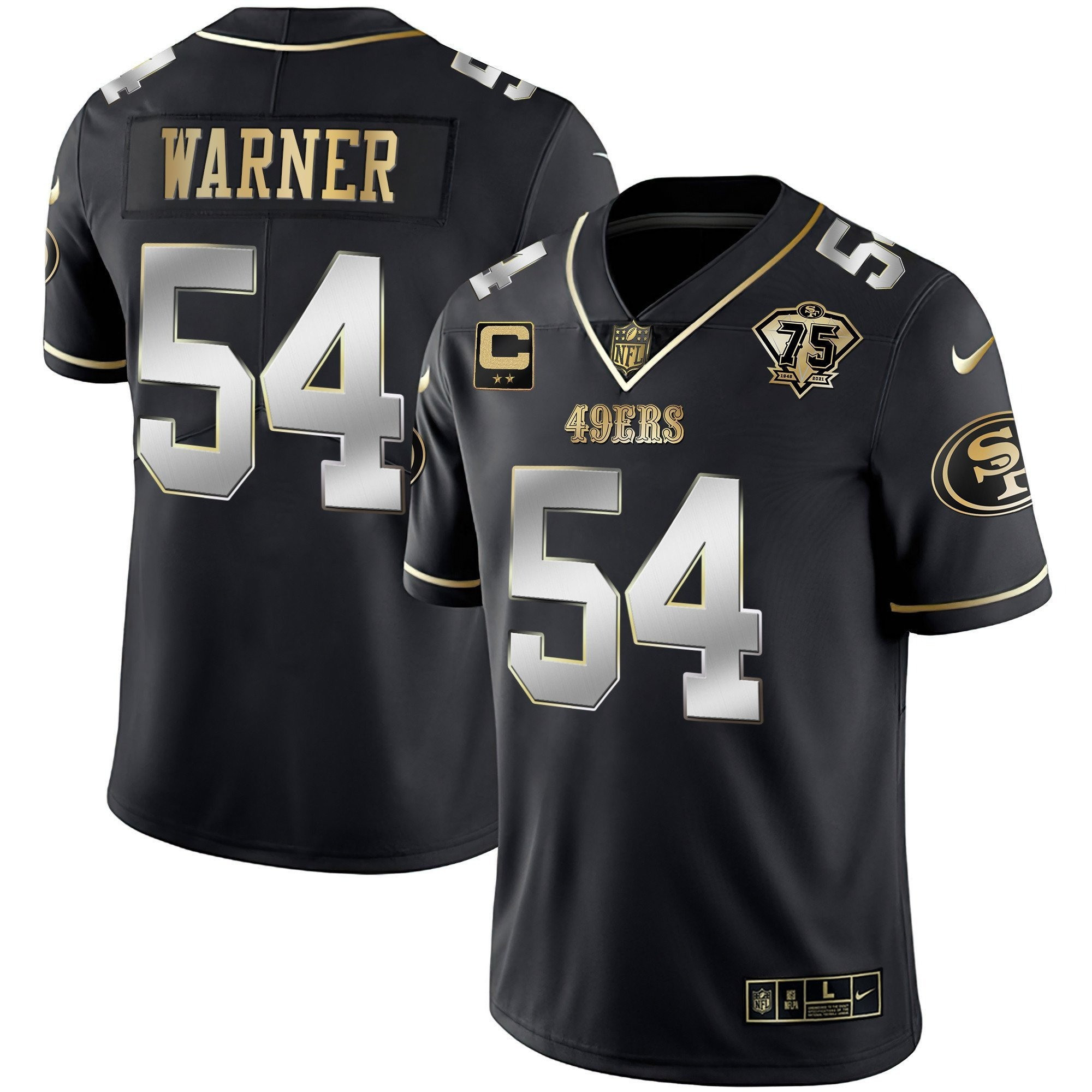 Men's Fred Warner San Francisco 49ers Vapor Gold Black Limited Jersey Collection - All Stitched