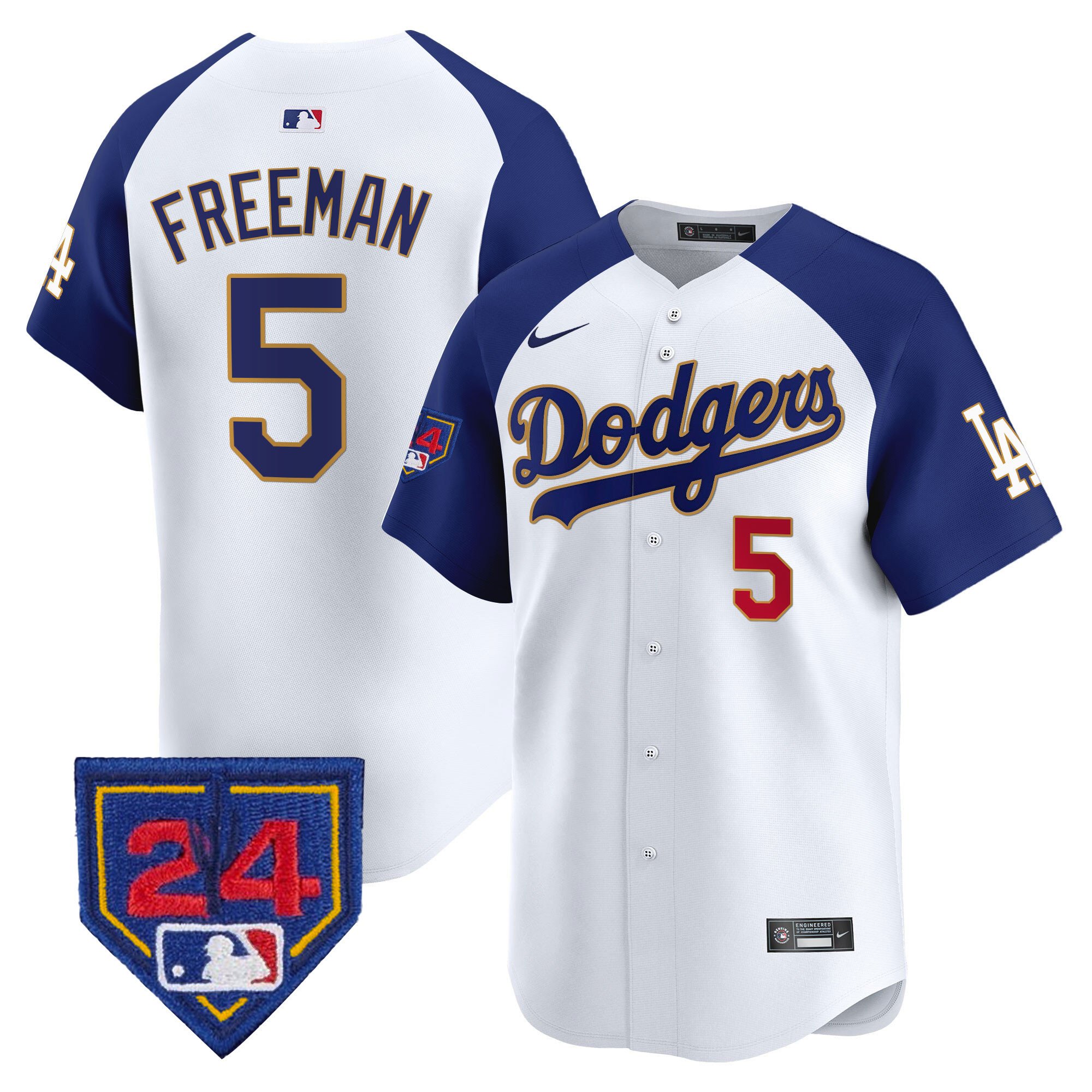 Men's Freddie Freeman Los Angeles Dodgers 2024 Spring Training Patch Vapor Premier Limited White Alternate Jersey - All Stitched