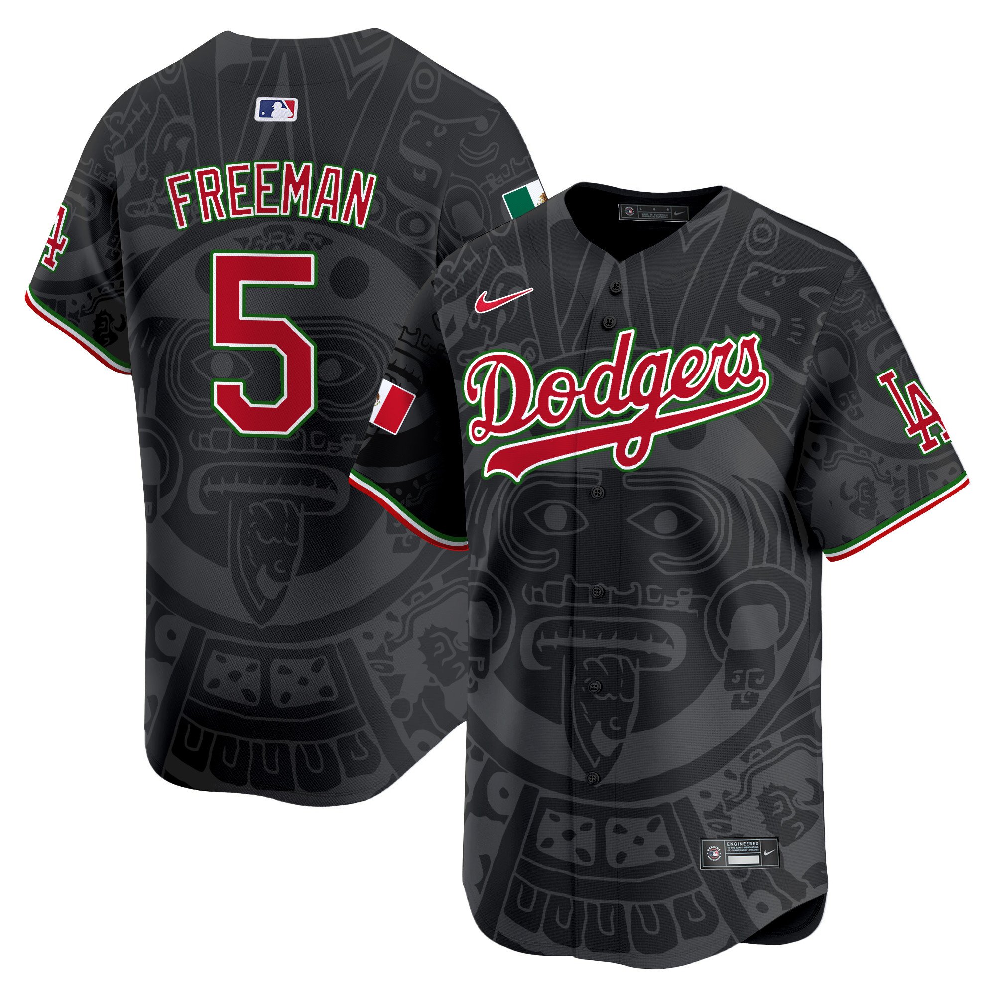 Men's Freddie Freeman Los Angeles Dodgers Aztec Mexico Vapor Premier Limited Black Jersey - Printed