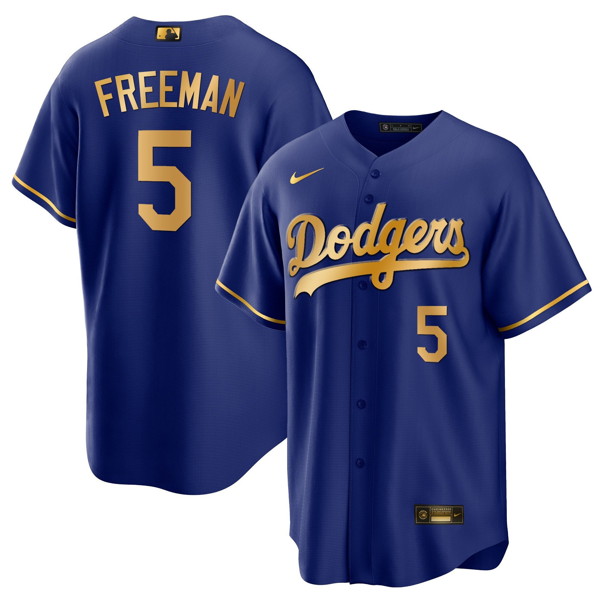 Men's Freddie Freeman Los Angeles Dodgers Cool Base Gold Cool Royal Gold Jersey - All Stitched