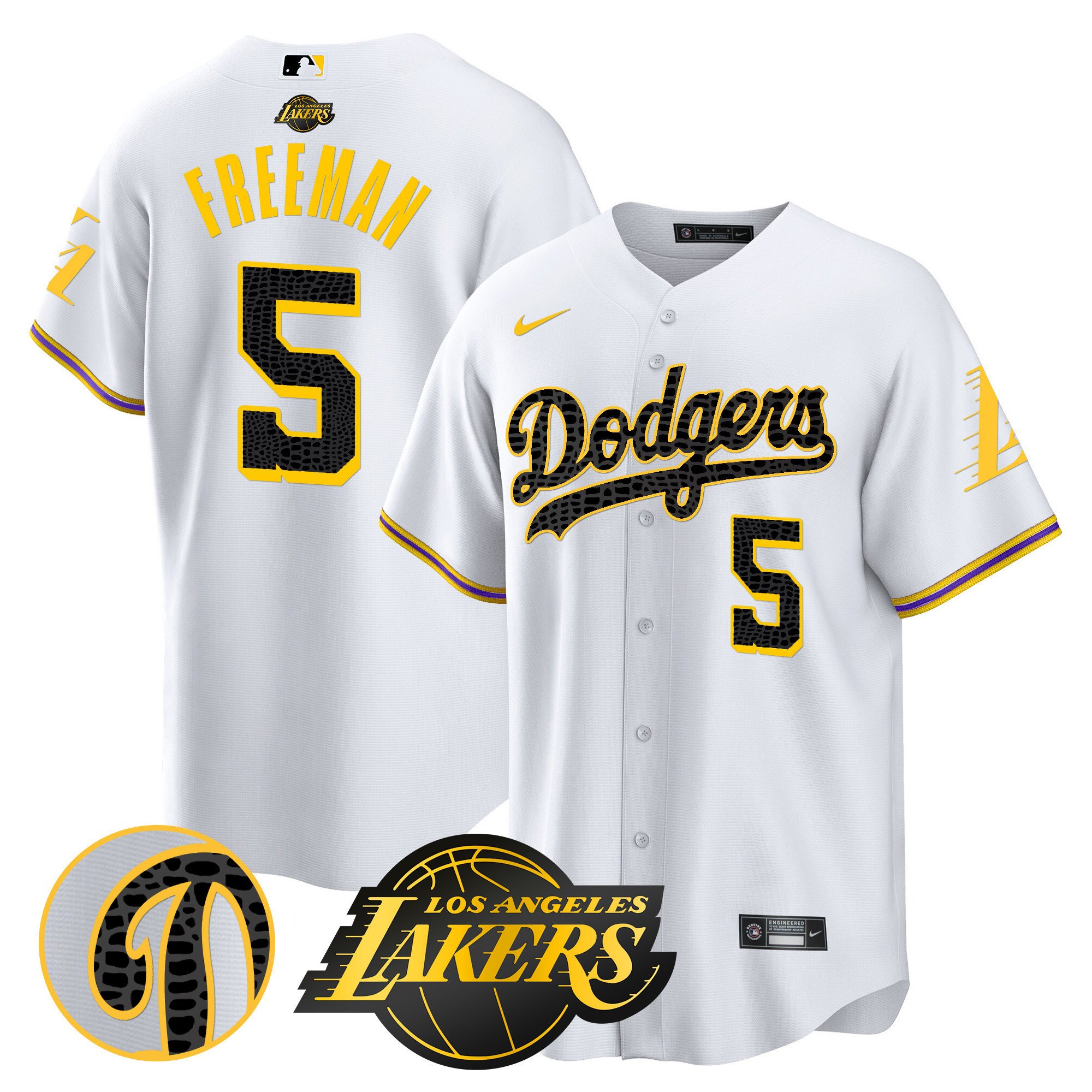 Men's Freddie Freeman Los Angeles Dodgers Cool Base Mamba White Jersey V2 - All Stitched