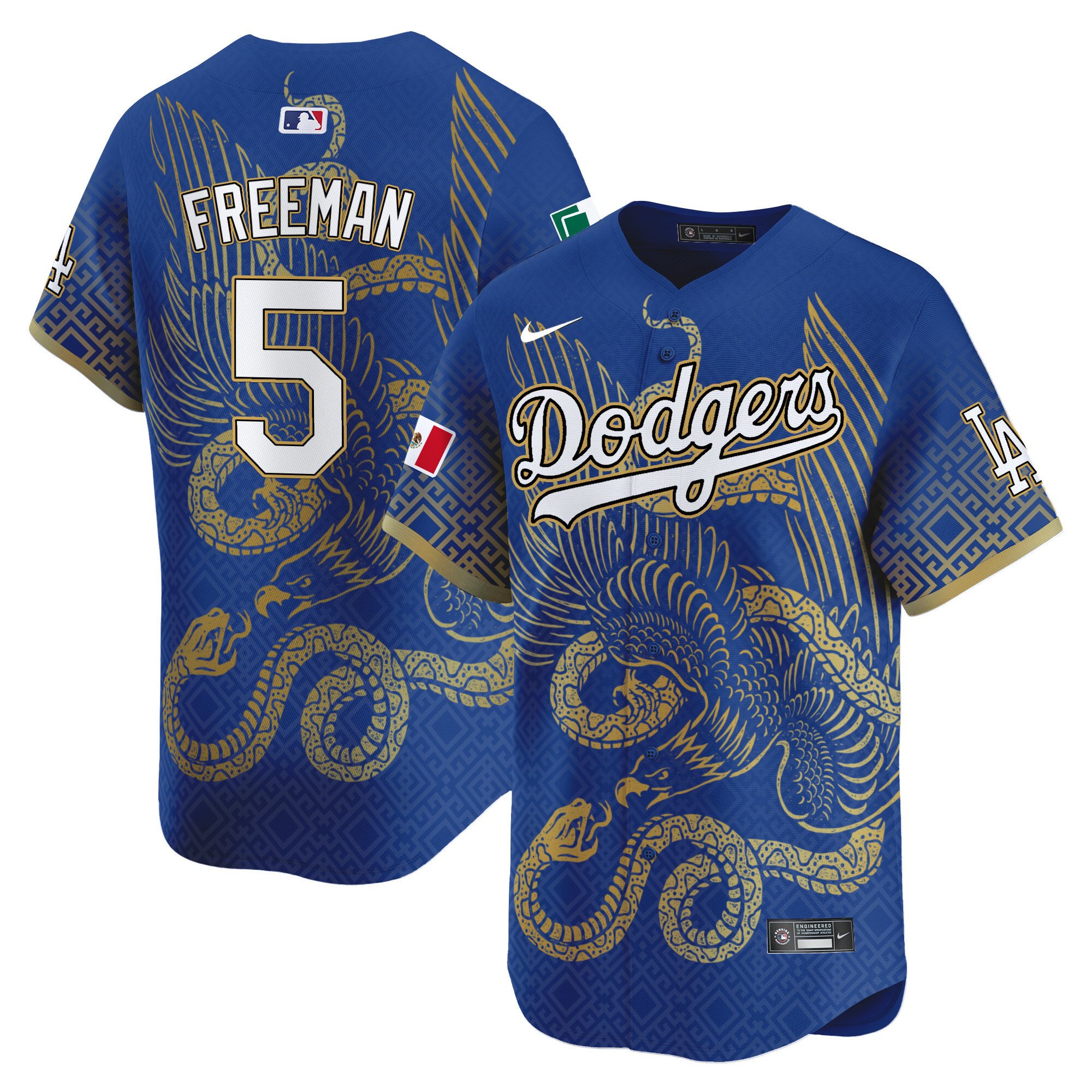 Men's Freddie Freeman Los Angeles Dodgers Mexico Aztec Serpent Pattern Vapor Premier Limited Royal Jersey - Printed