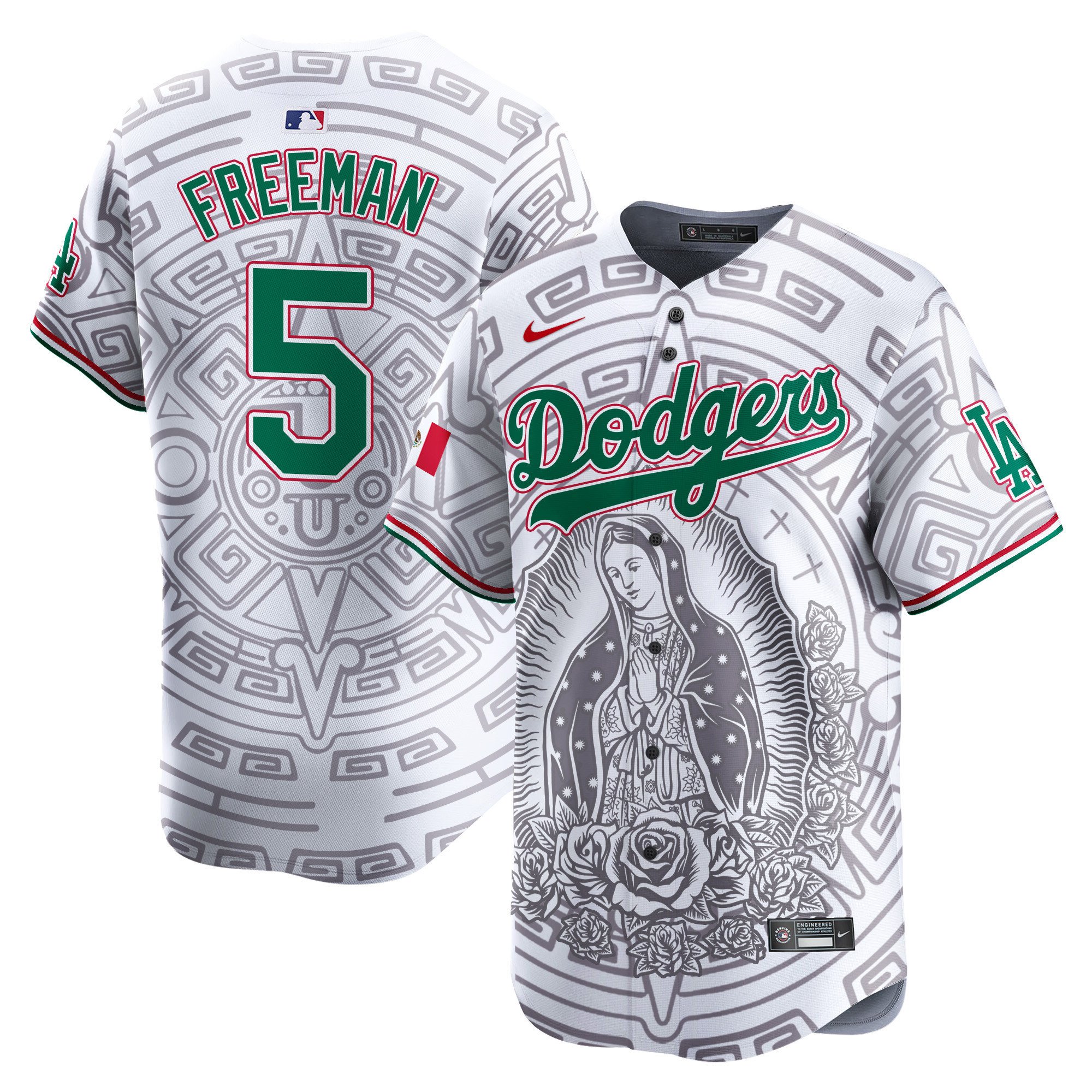 Men's Freddie Freeman Los Angeles Dodgers Mexico Guadalupe Vapor Premier Limited White Jersey V2 - Printed