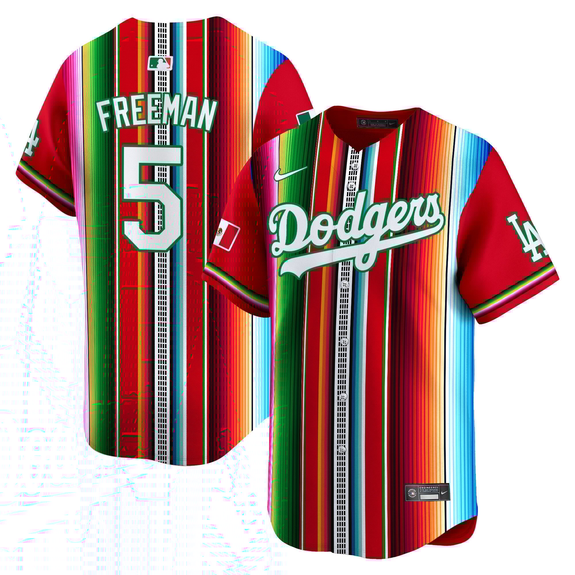 Men's Freddie Freeman Los Angeles Dodgers Serape Pattern Mexico Vapor Premier Limited Red Jersey V2 - Printed