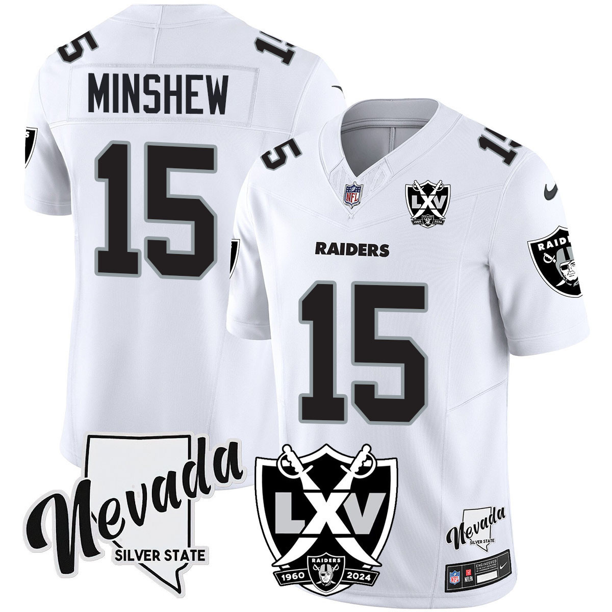 Men's Gardner Minshew Las Vegas Raiders 2024 Vapor Limited White Limited Jersey - 65th Anniversary - All Stitched