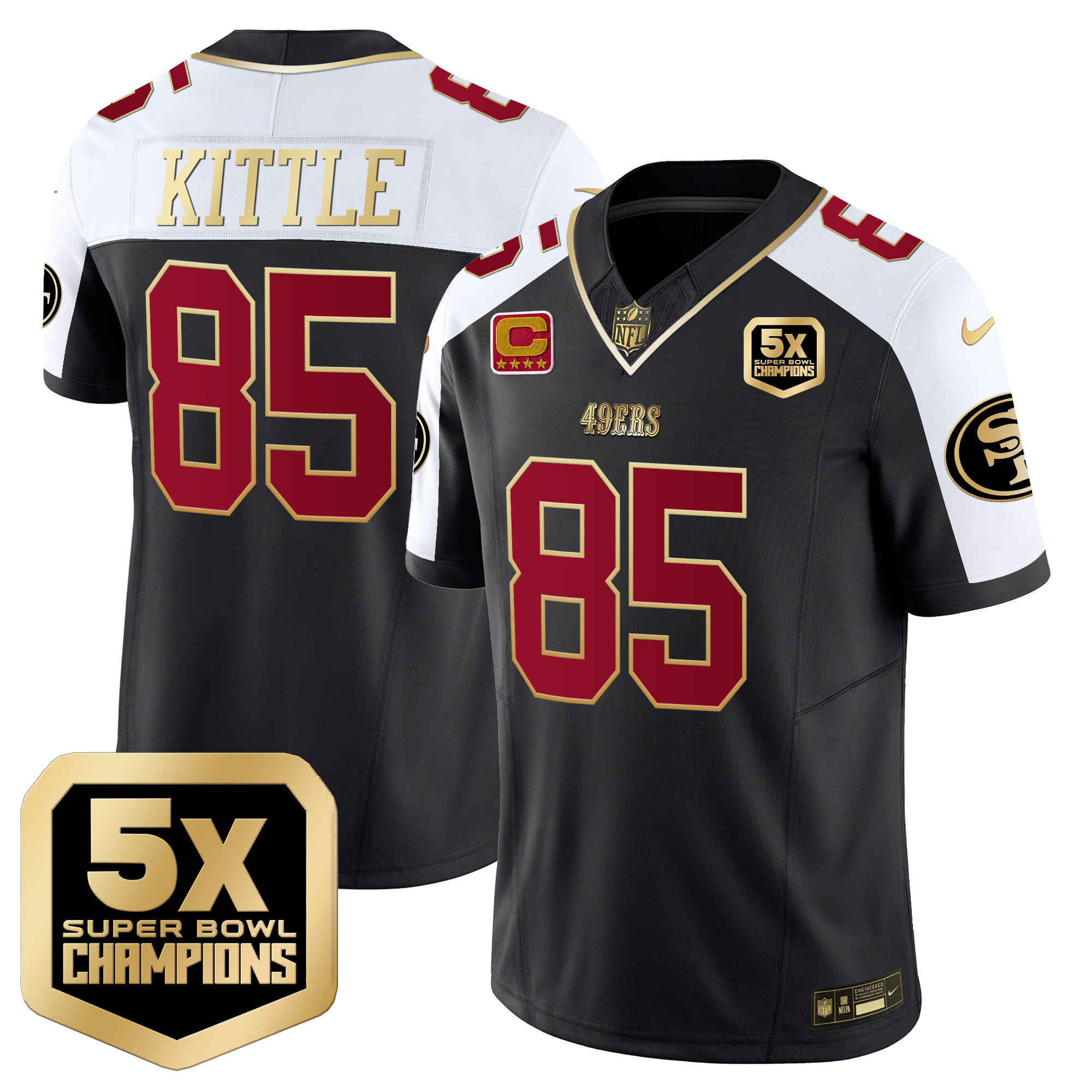 Men's George Kittle San Francisco 49ers 5x Super Bowl Champions Vapor Limited Black Alternate Jersey - All Stitched