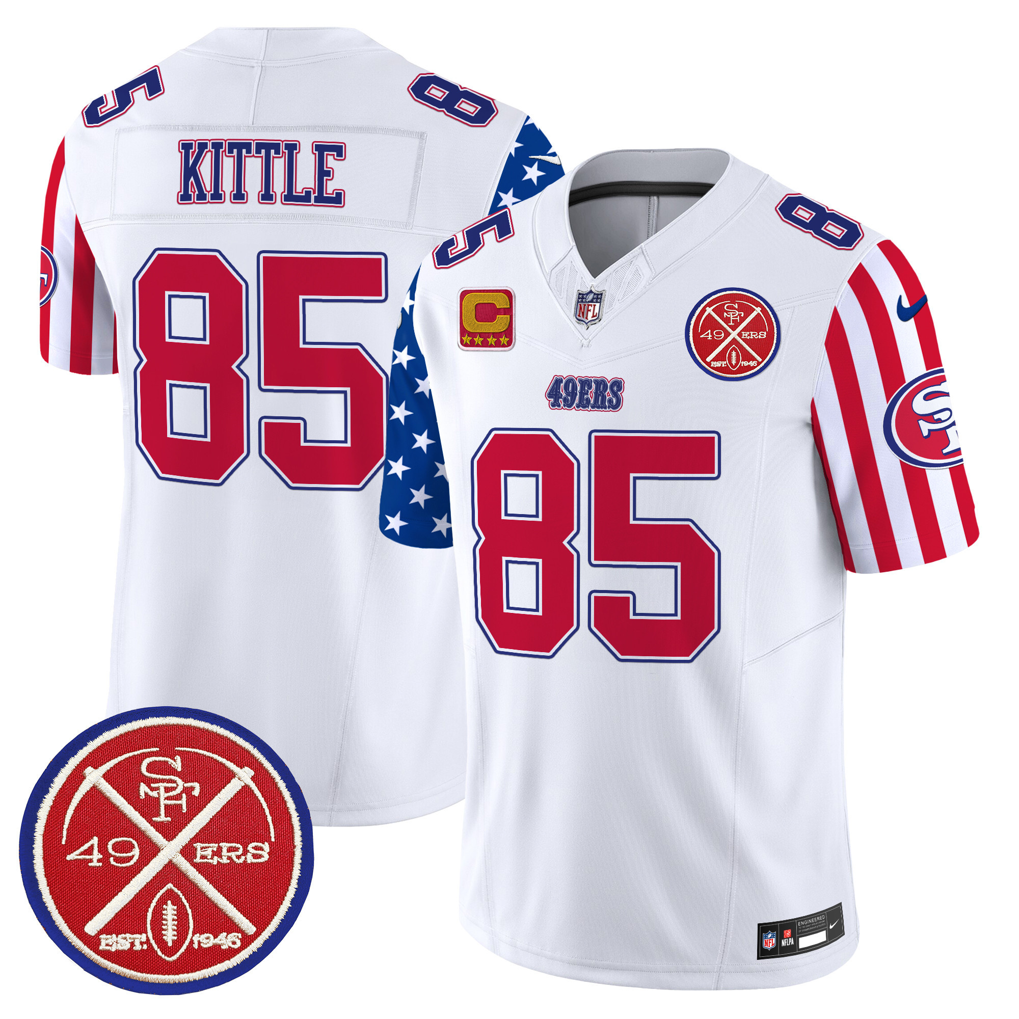 Men's George Kittle San Francisco 49ers American Style Vapor Limited White Jersey - All Stitched