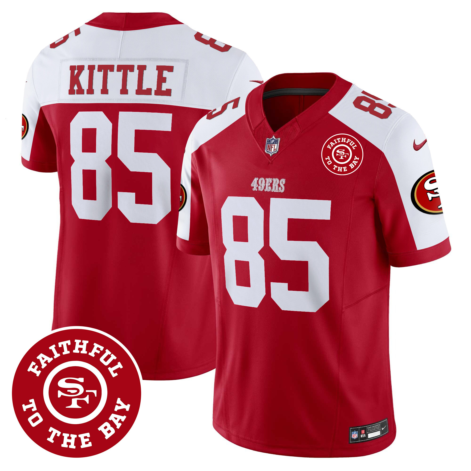 Men's George Kittle San Francisco 49ers Faithful To The Bay Patch Vapor Alternate Jersey - All Stitched