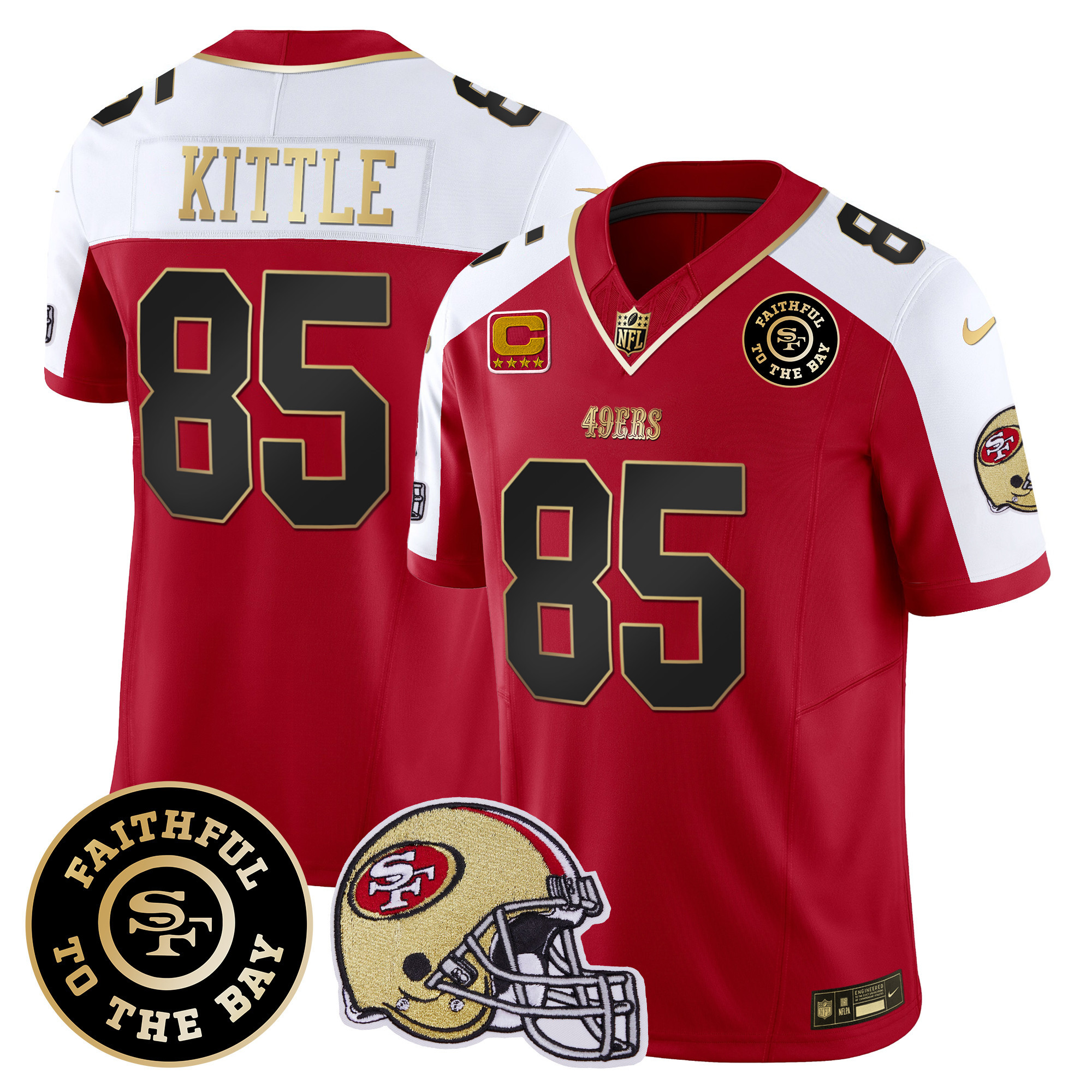 Men's George Kittle San Francisco 49ers Faithful To The Bay Patch Vapor Limited Alternate Jersey V5 - All Stitched