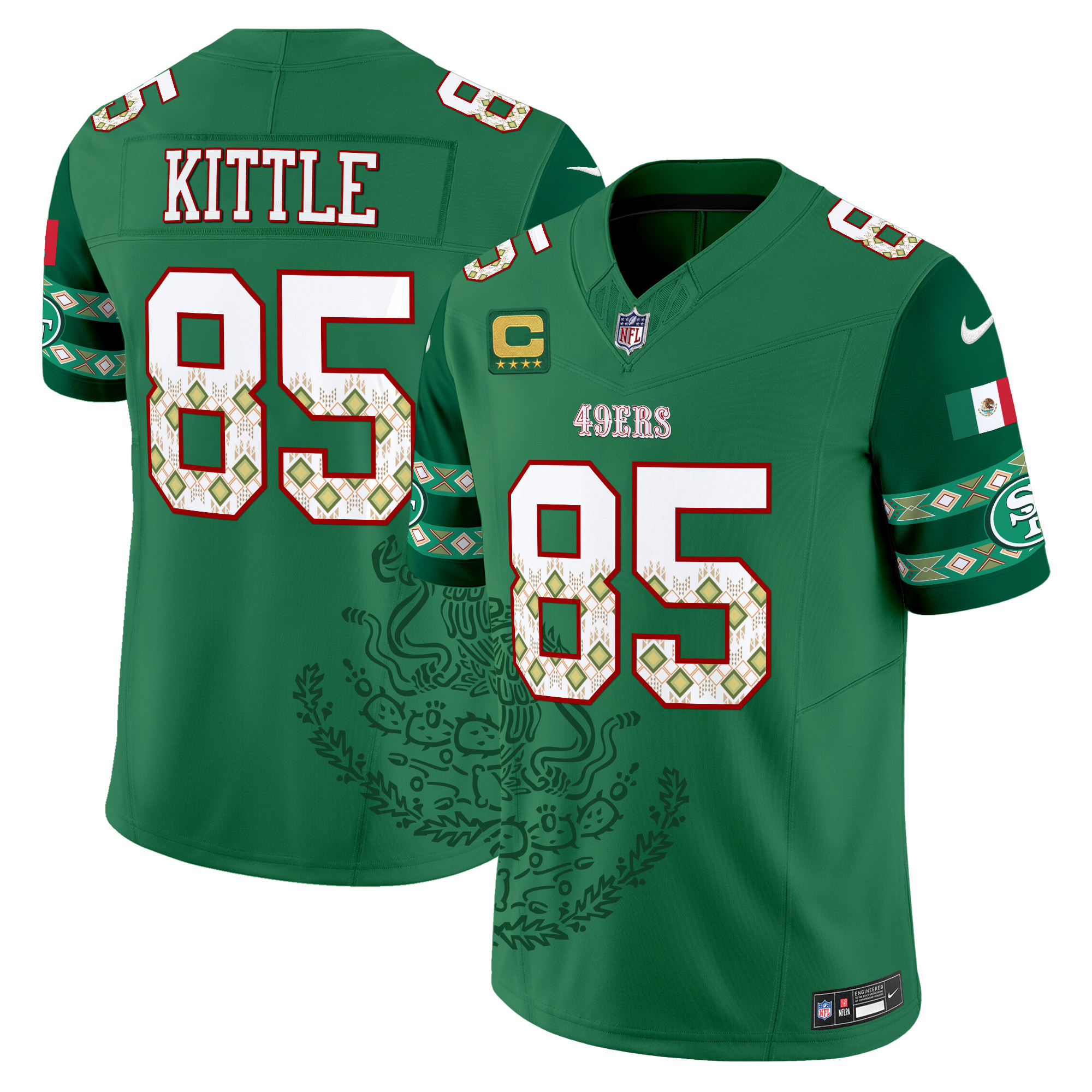 Men's George Kittle San Francisco 49ers Mexico Vapor Limited Green Jersey - Printed